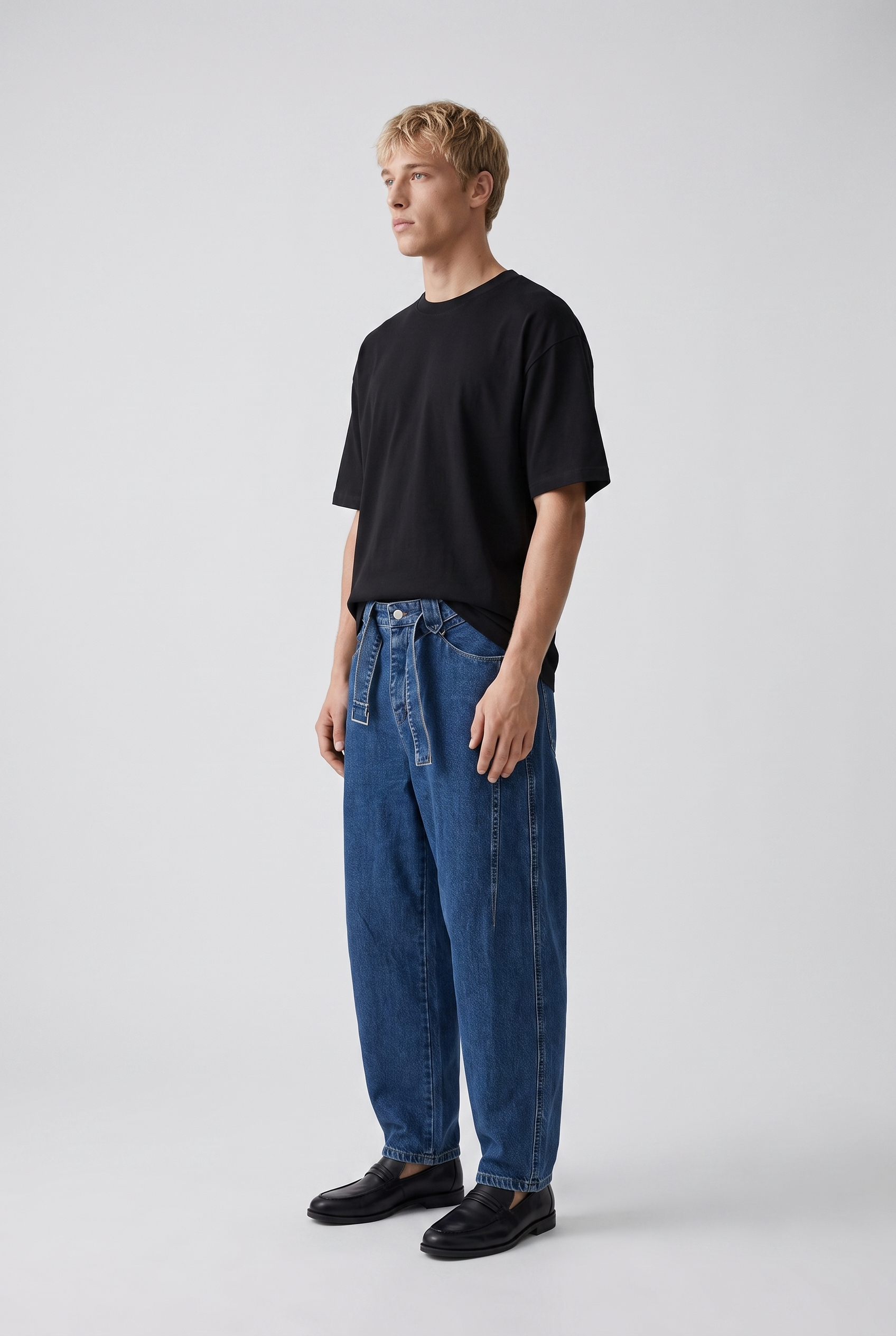 Erkek Barrel Fit Jean Koyu Mavi