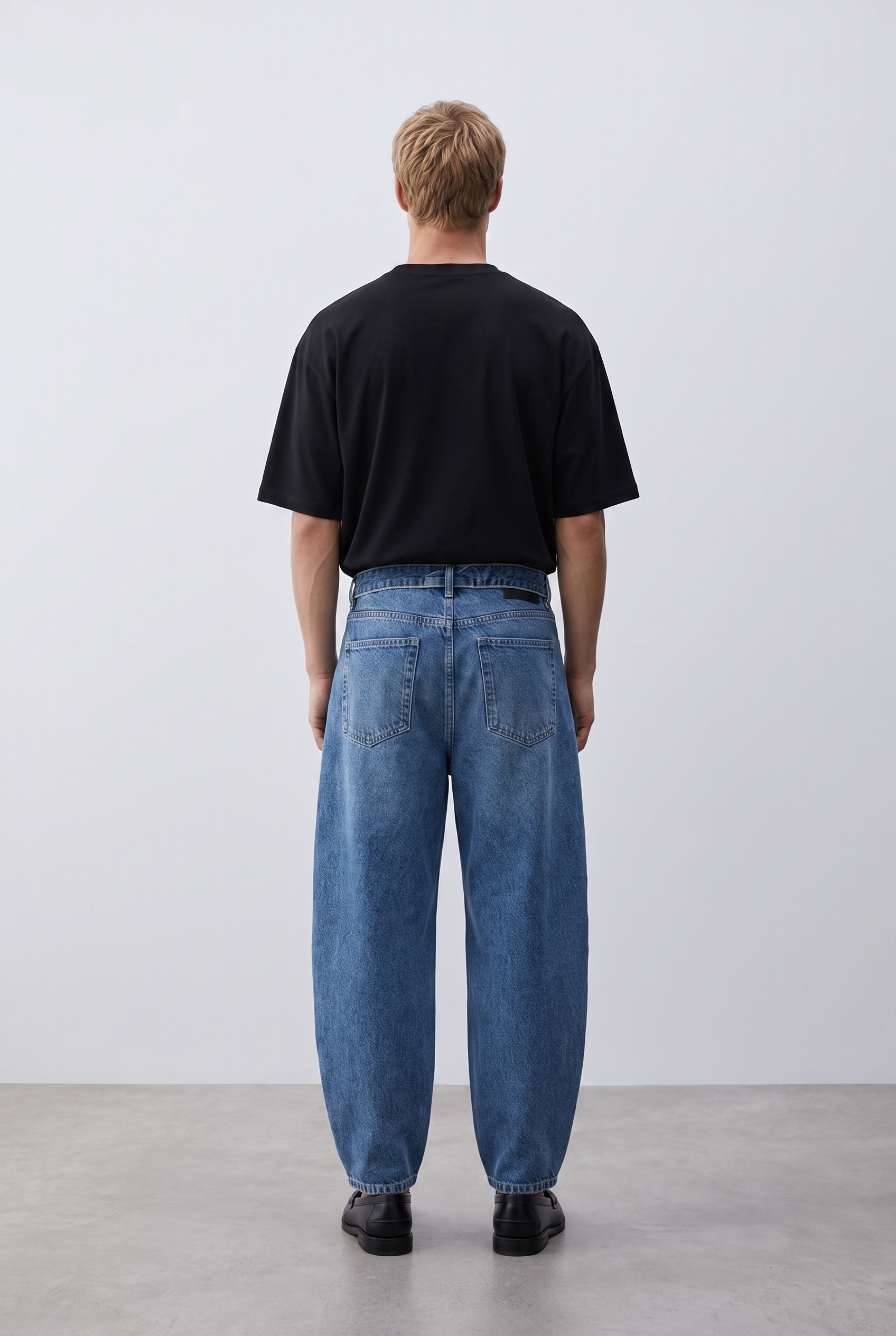 Erkek Barrel Fit Jean Koyu Mavi