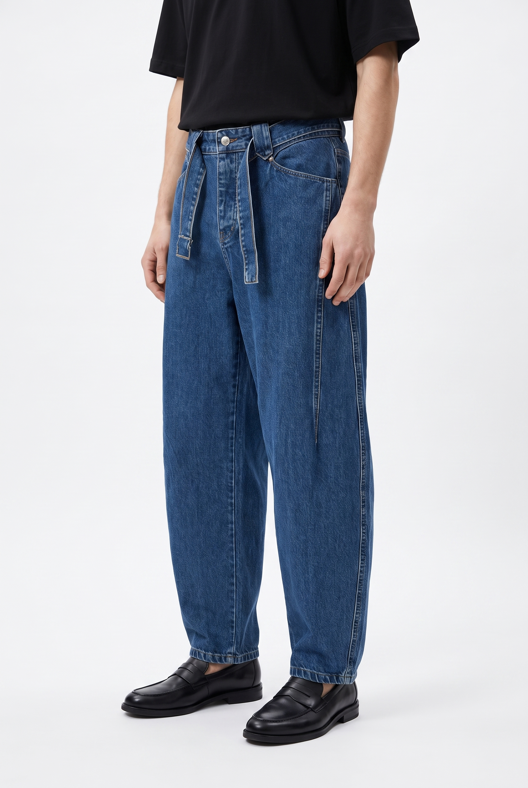 Erkek Barrel Fit Jean Koyu Mavi