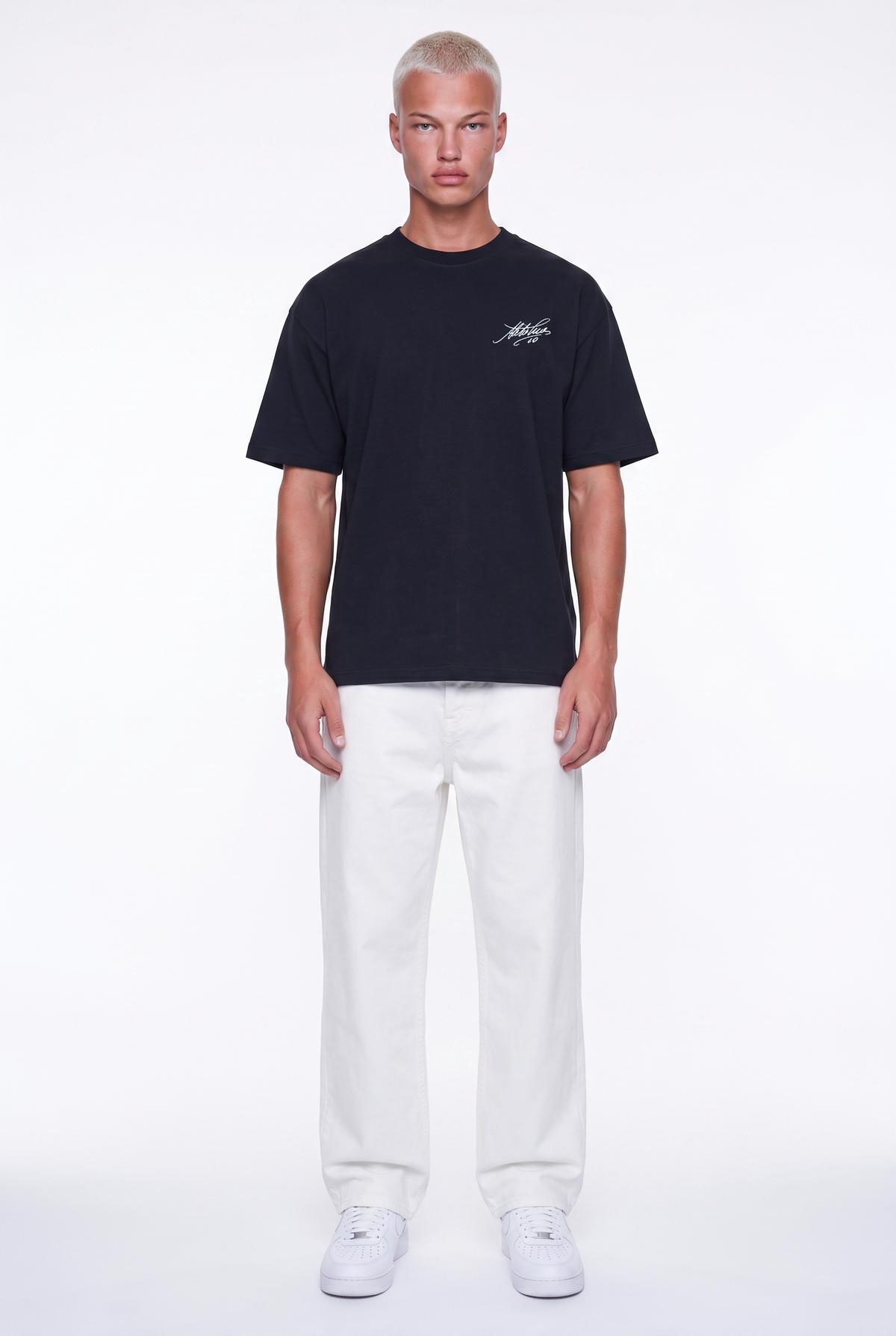 Erkek Del Piero Baskılı Oversize T-Shirt Siyah