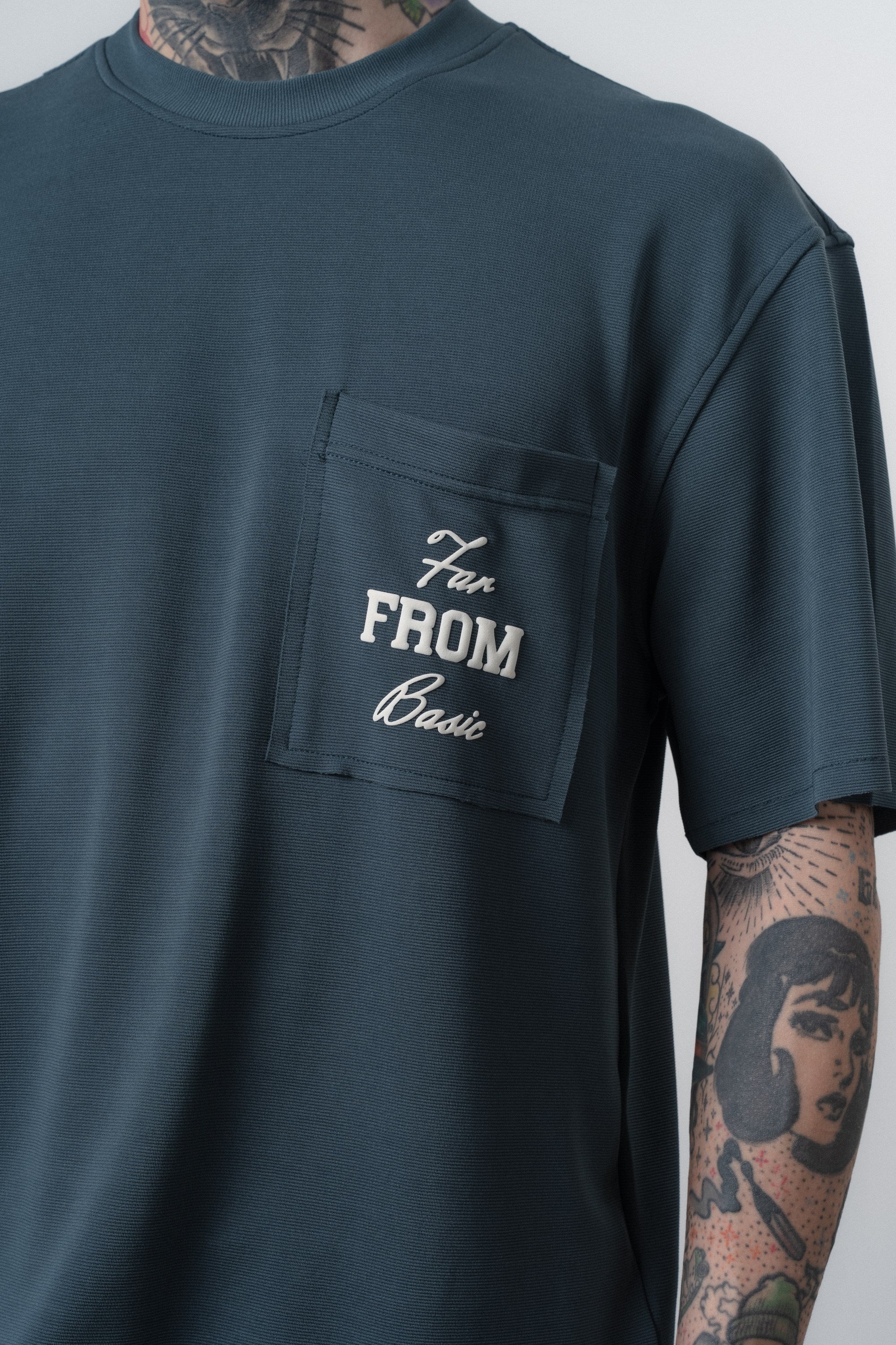 Erkek Far From Basic Baskılı Regular Fit T-Shirt Şort Takım Petrol