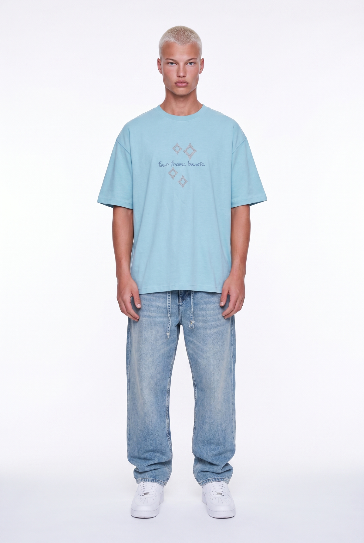 Erkek Ffb Nakış Detaylı Oversize T-Shirt Bebe Mavi