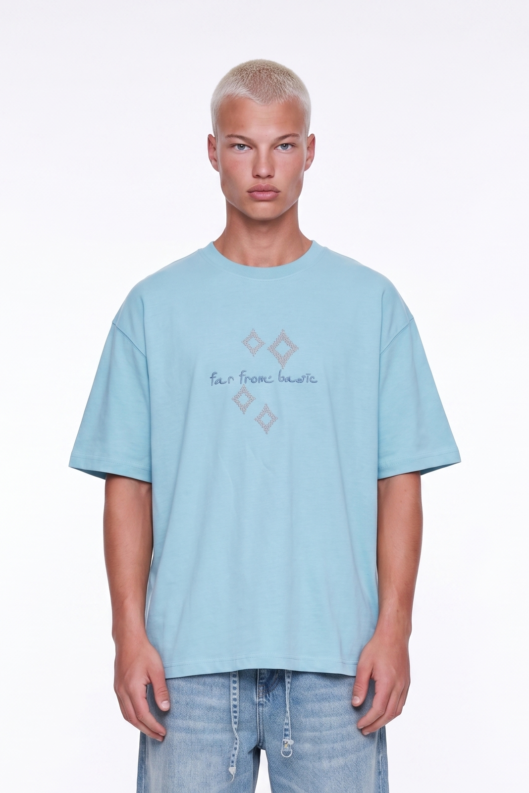 Erkek Ffb Nakış Detaylı Oversize T-Shirt Bebe Mavi