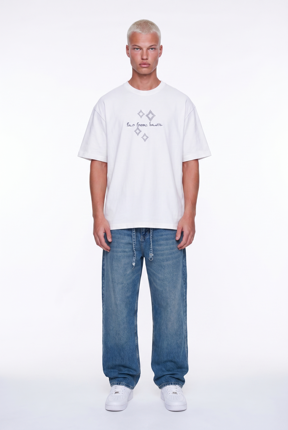 Erkek Ffb Nakış Detaylı Oversize T-Shirt Ekru