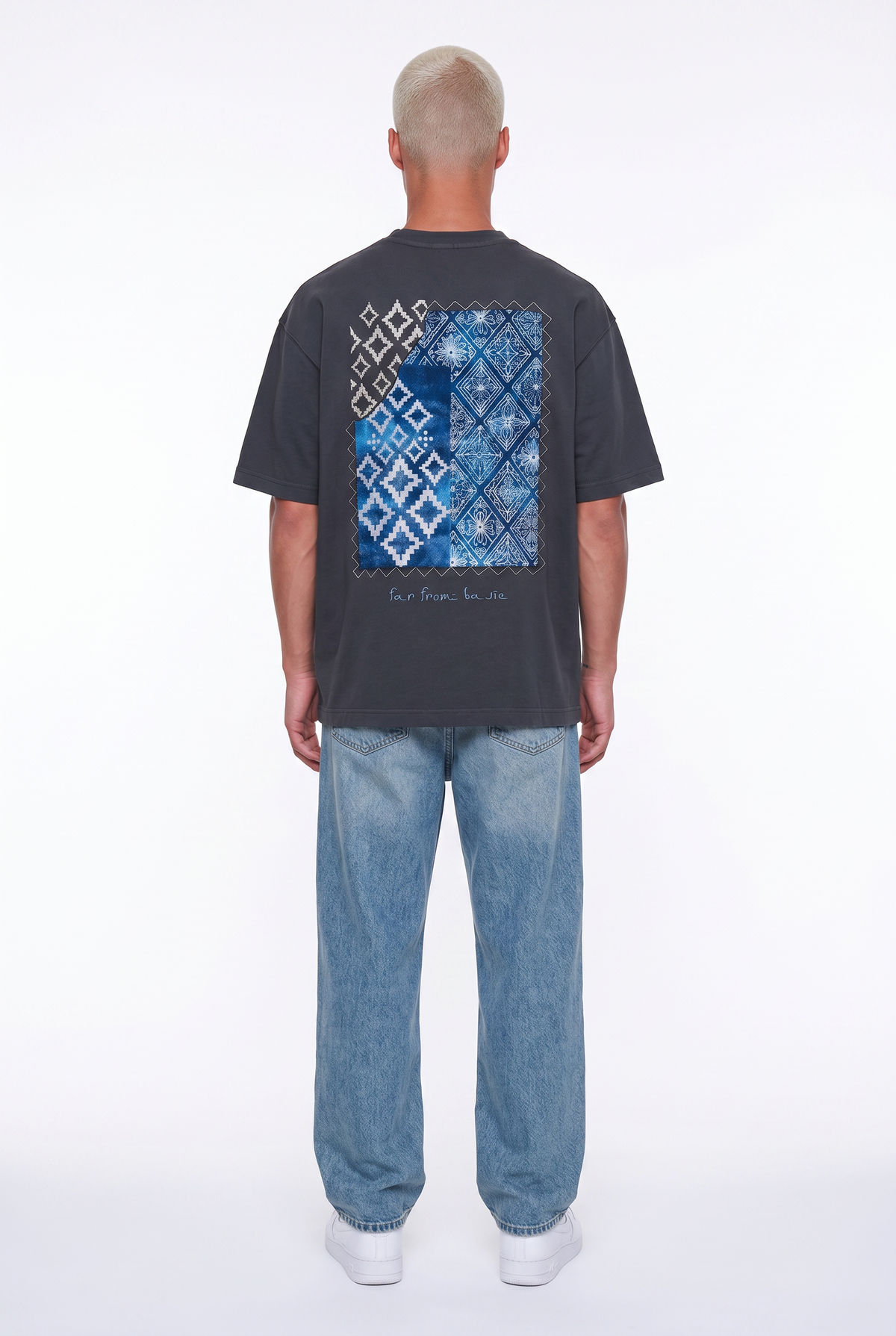 Erkek Ffb Nakış Detaylı Oversize T-Shirt Füme