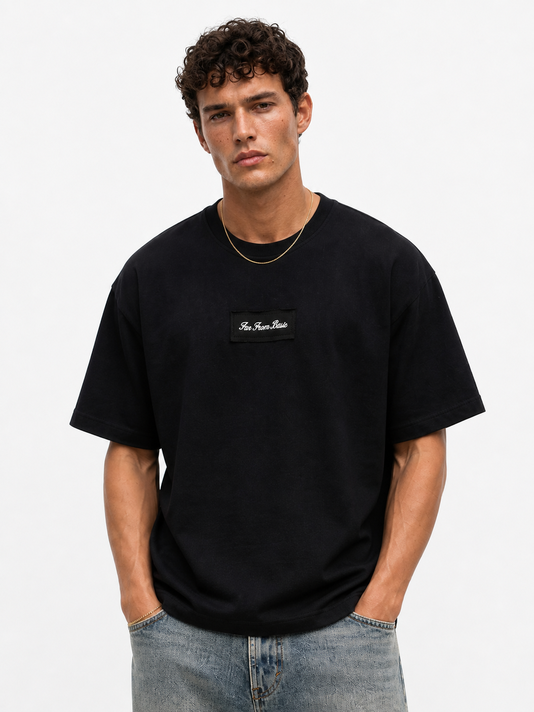 Erkek Ffb Nakışlı Oversize T-Shirt Siyah
