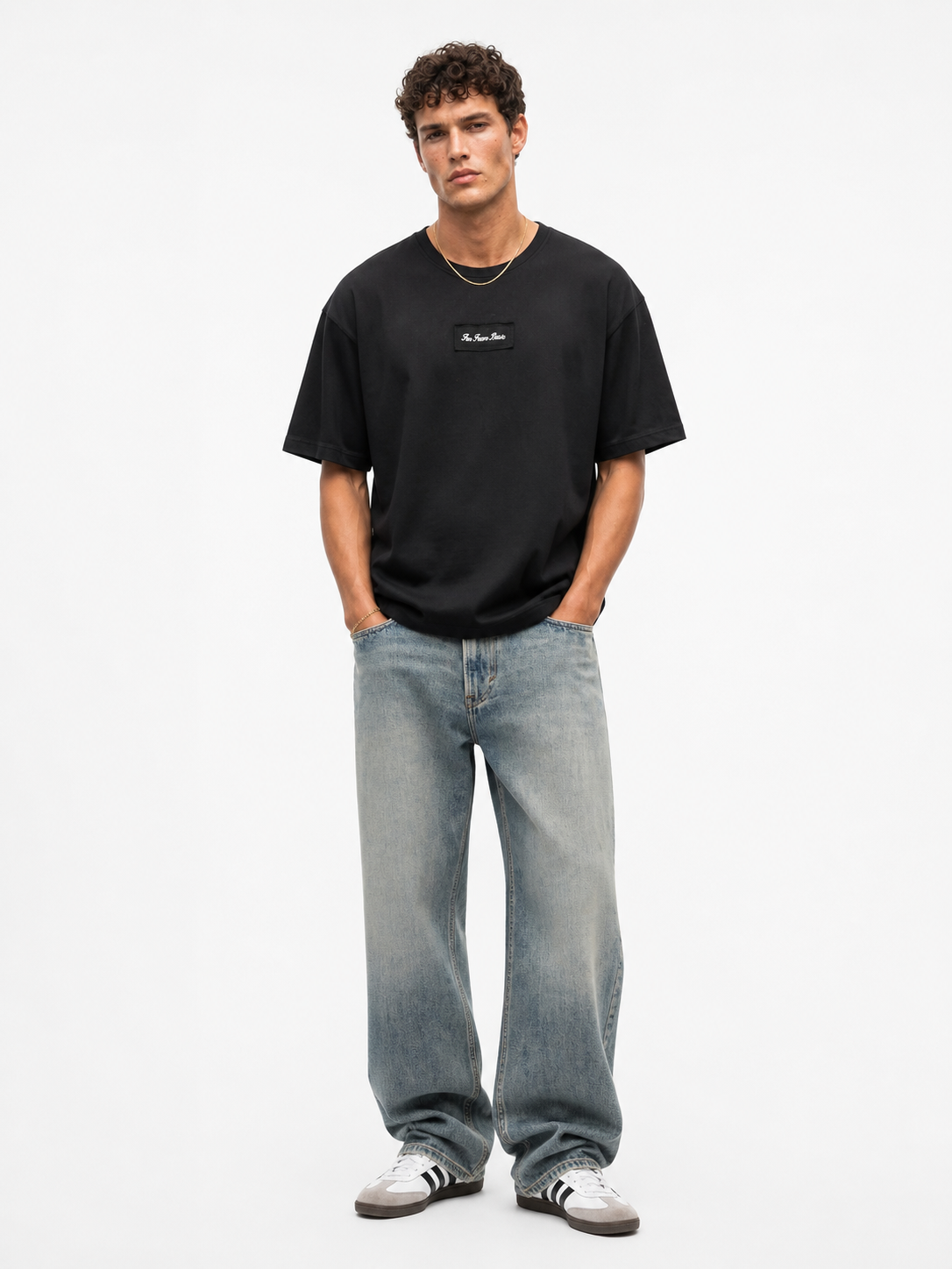 Erkek Ffb Nakışlı Oversize T-Shirt Siyah
