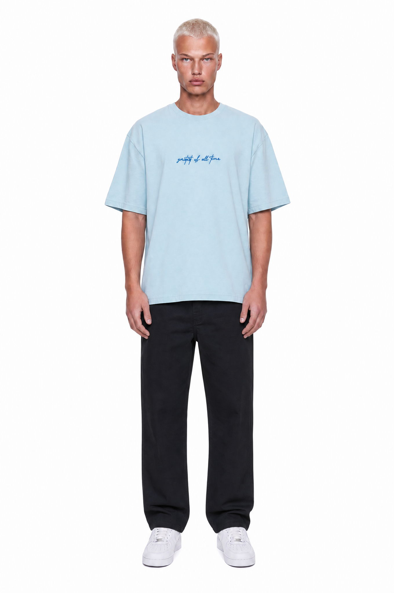 Erkek Goats Baskılı Oversize T-Shirt Bebe Mavi