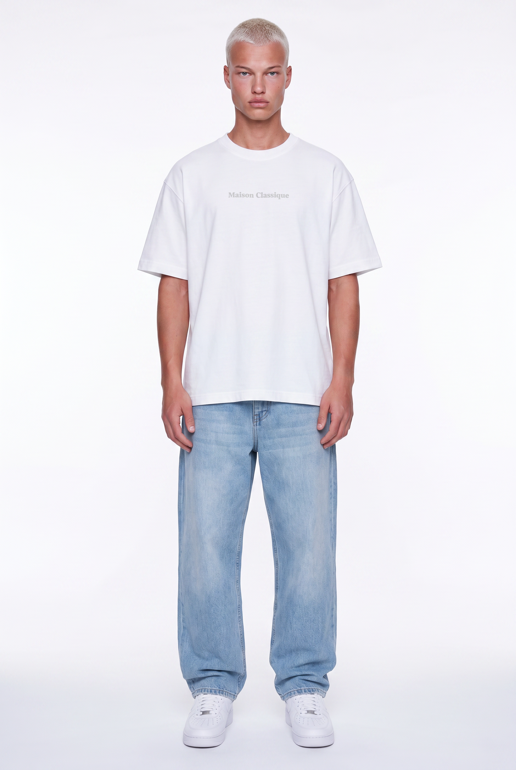 Erkek Maison Baskılı Oversize T-Shirt Ekru