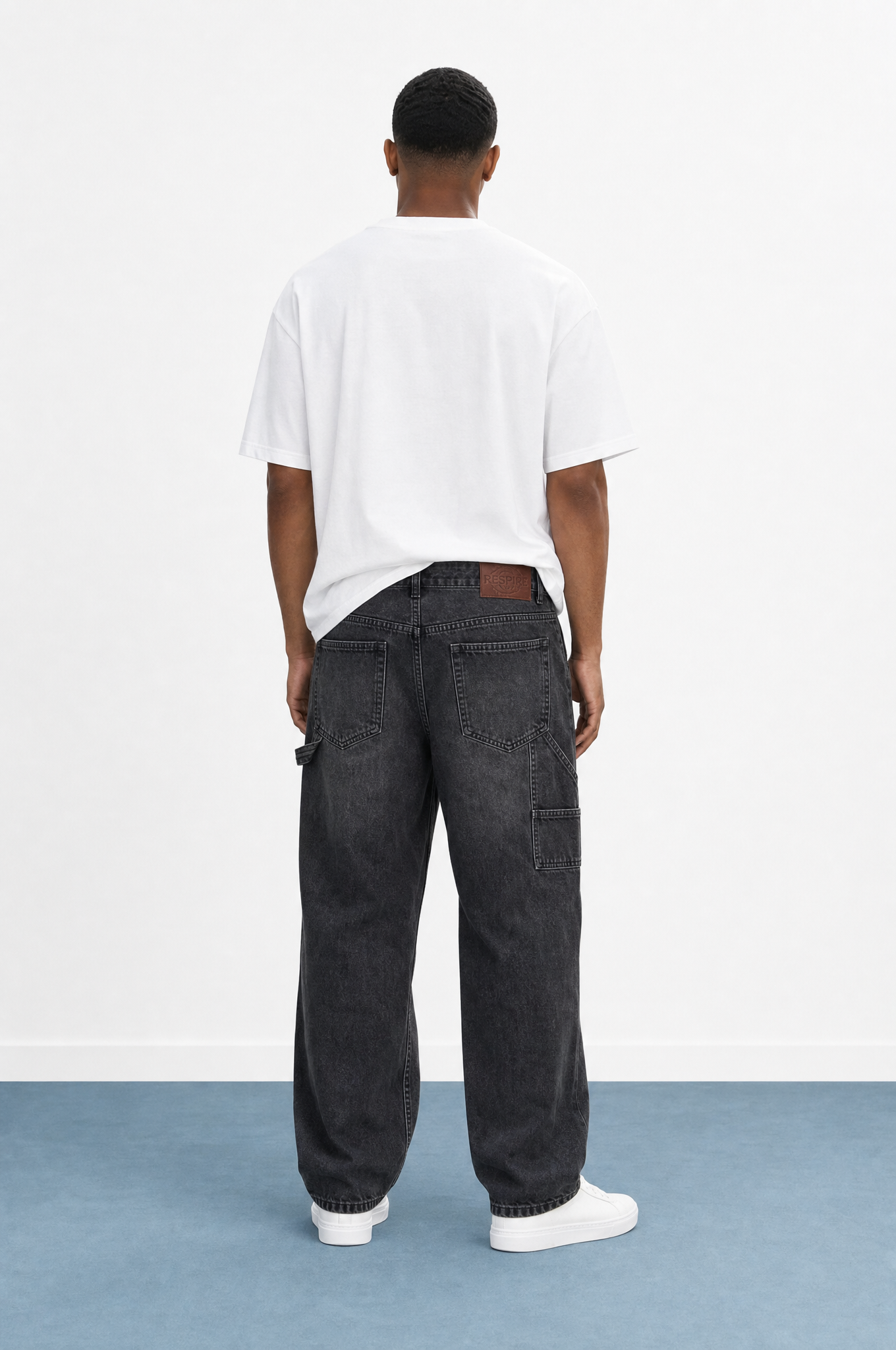 Erkek Parça Detaylı Baggy Jean Siyah