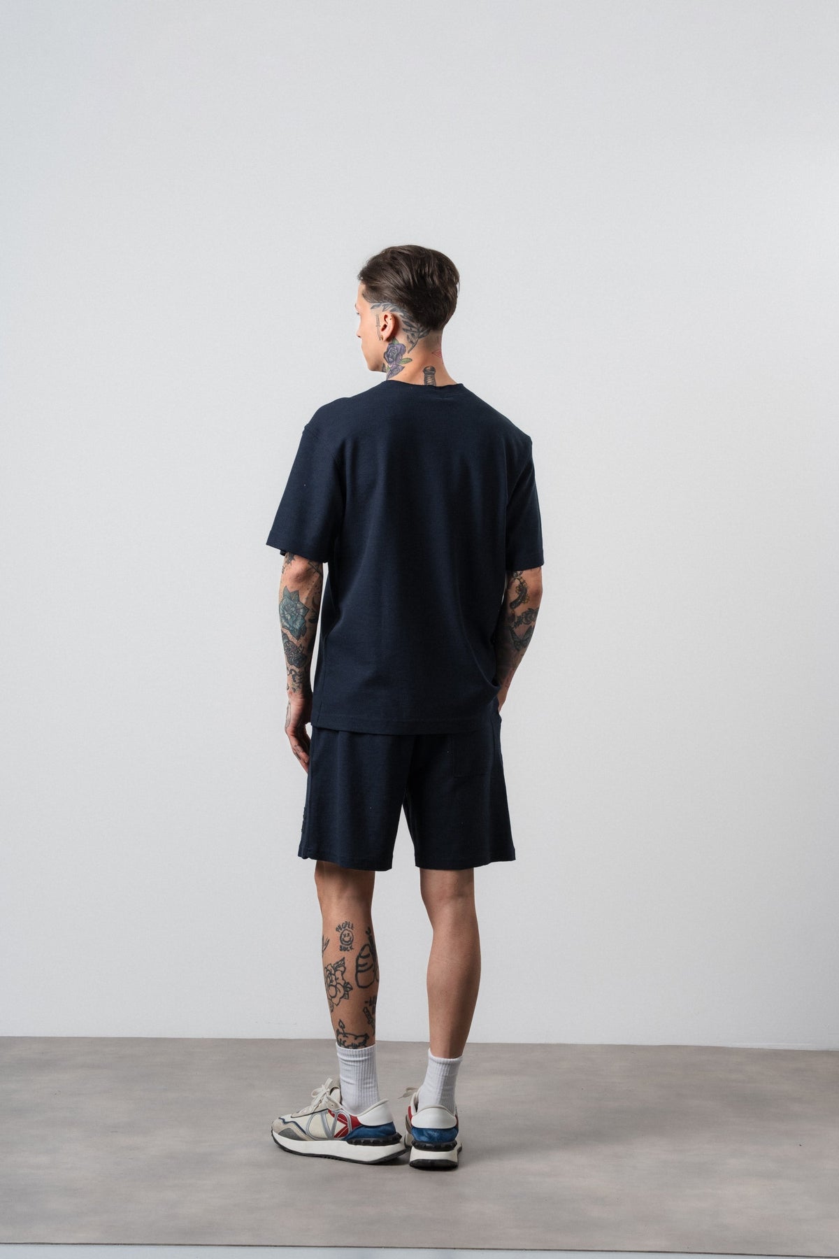 Erkek Pis Dikişli Regular Fit T-Shirt Şort Takım Lacivert