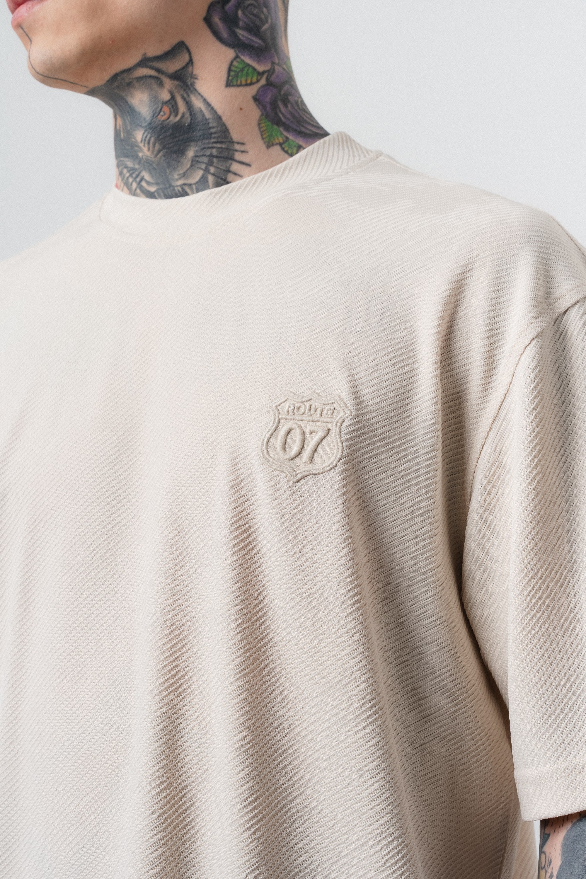 Erkek Route 07 Arma Detaylı Regular Fit T-Shirt Şort Takım Bej