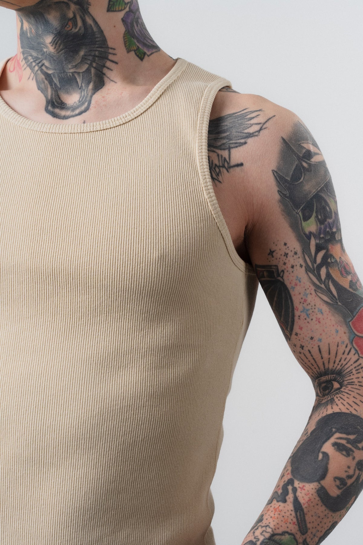 Erkek Tank Top Atlet Bej