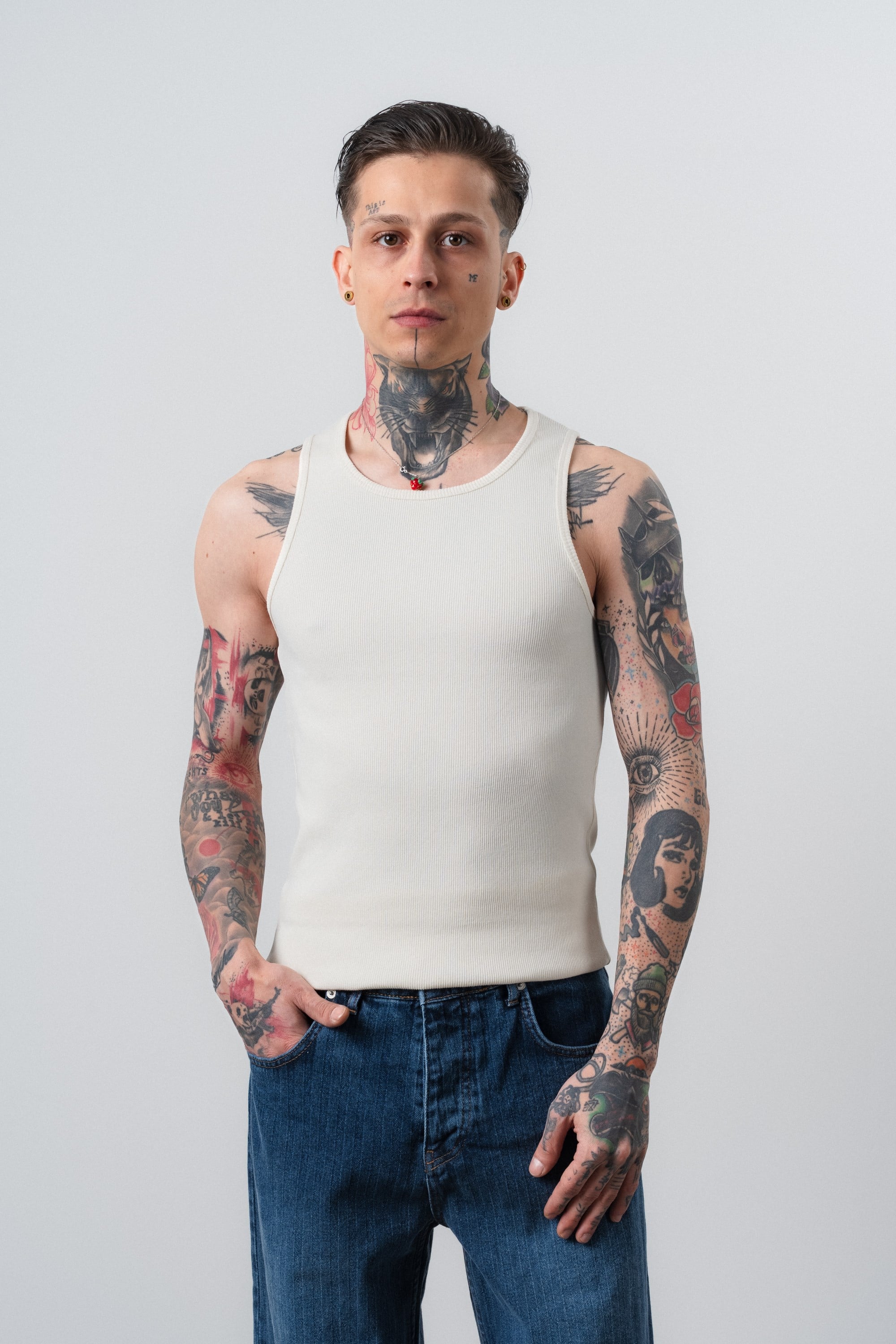 Erkek Tank Top Atlet Ekru