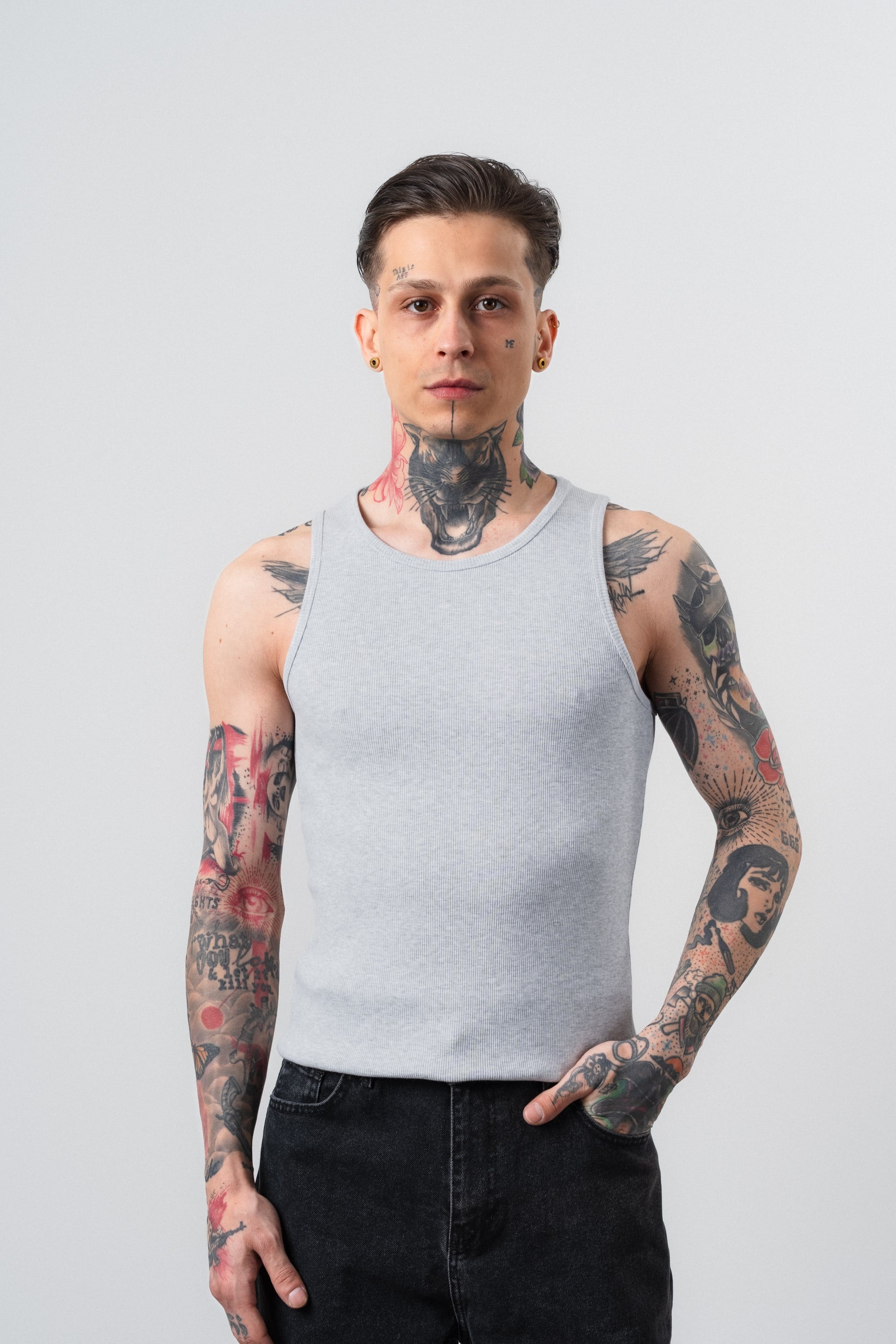 Erkek Tank Top Atlet Gri