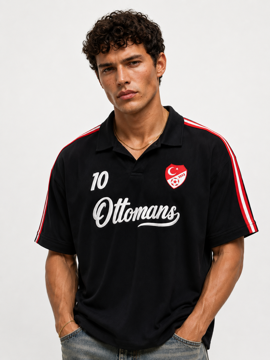 Erkek Türkiye Retro Forma T-Shirt Siyah