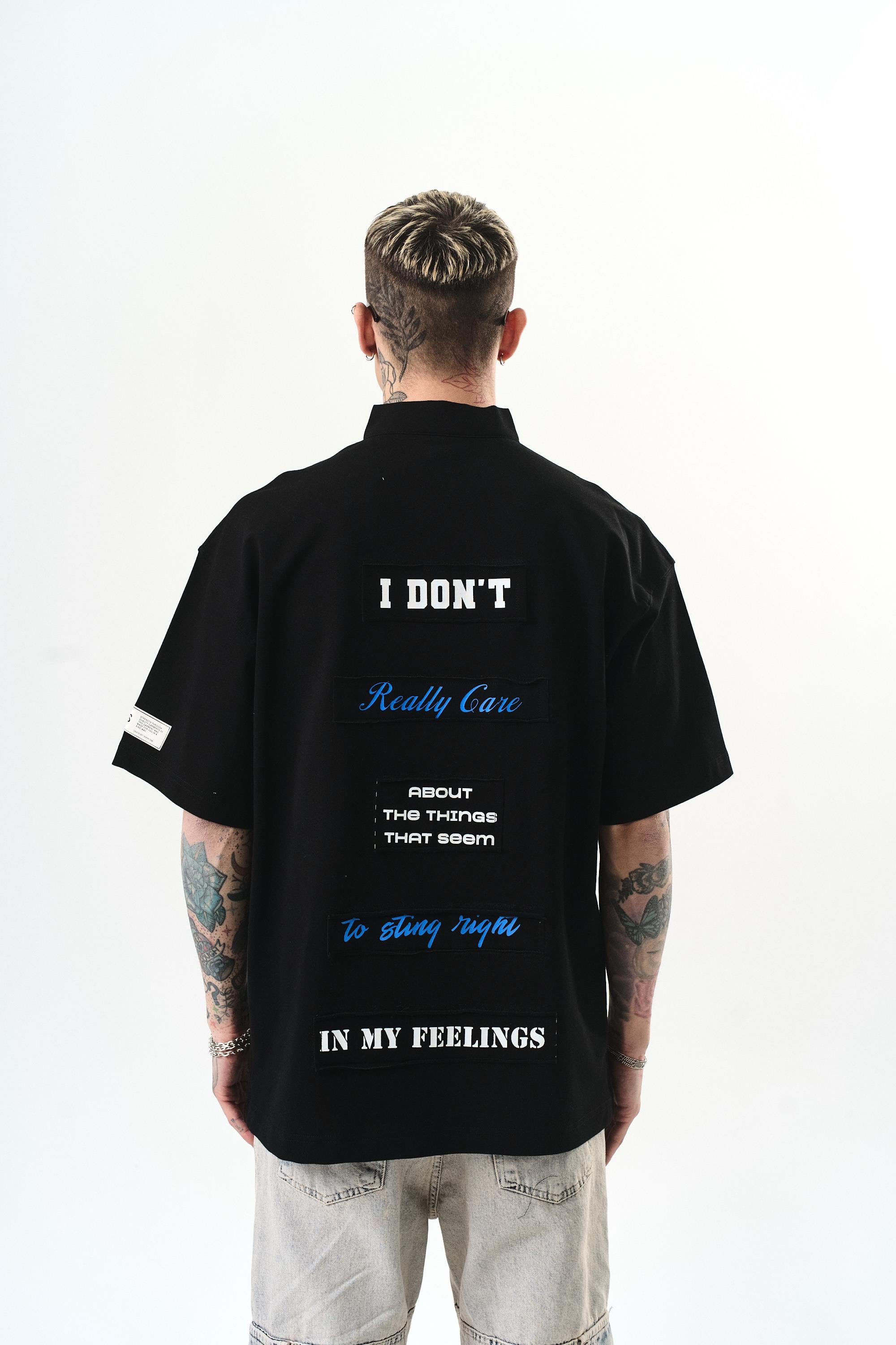 Erkek I Don'T Nakışlı Oversize T-Shirt Siyah