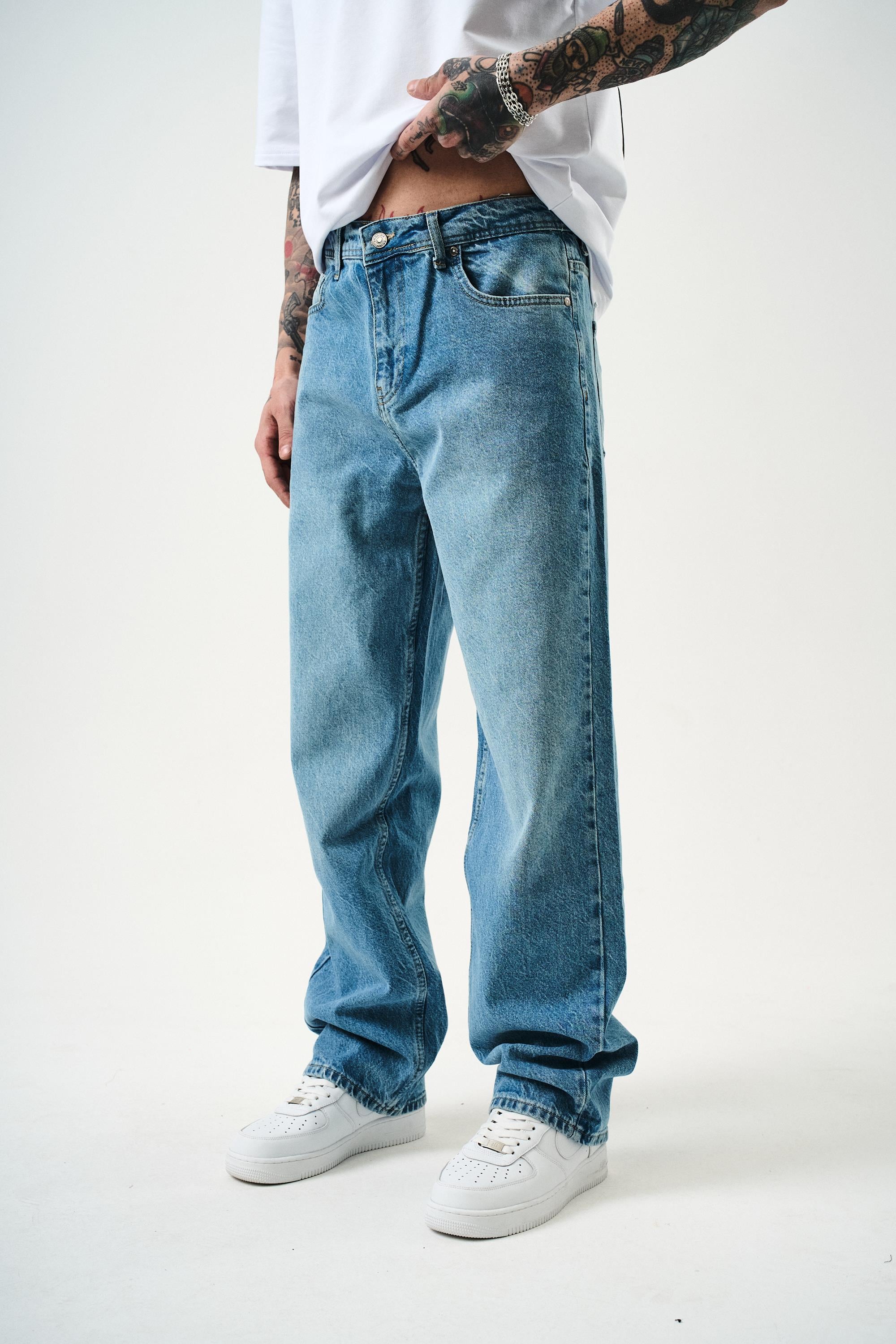 Erkek Washed Baggy Pantolon A.Mavi