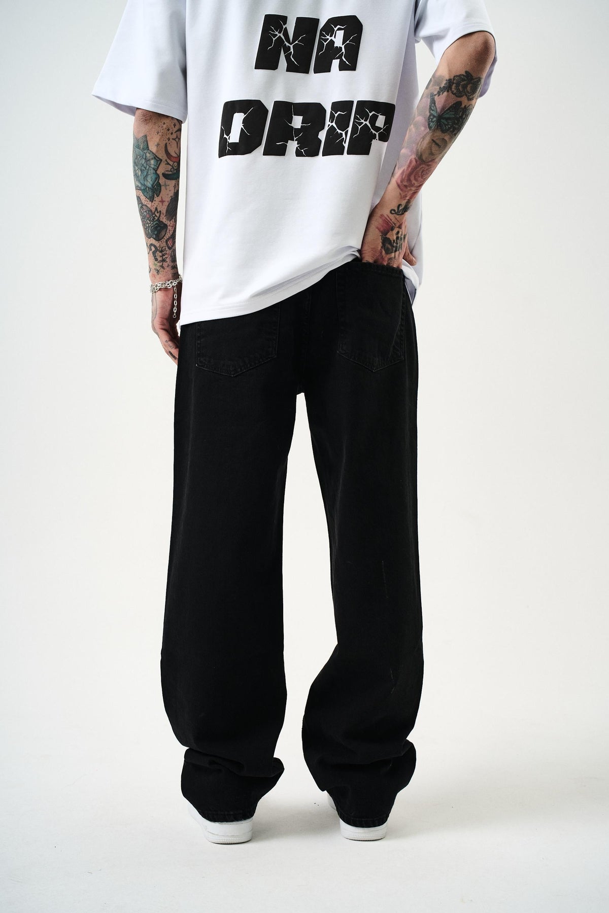 Erkek Washed Baggy Pantolon Siyah
