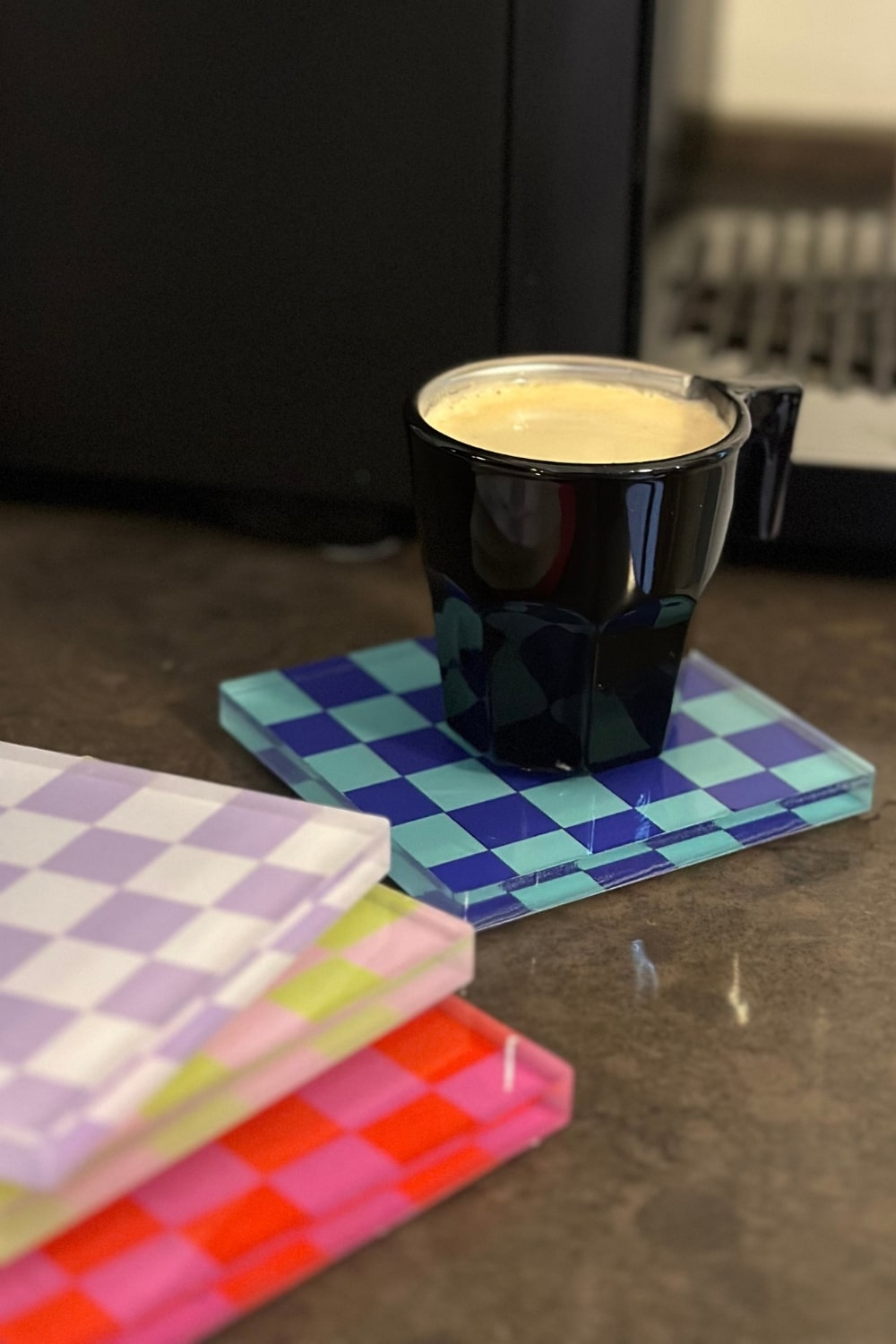 Rooms Design Studio-Retro Checkerboard Bardak Altlığı 4'lü Set-Bardak Altlığı-3-milagron.live