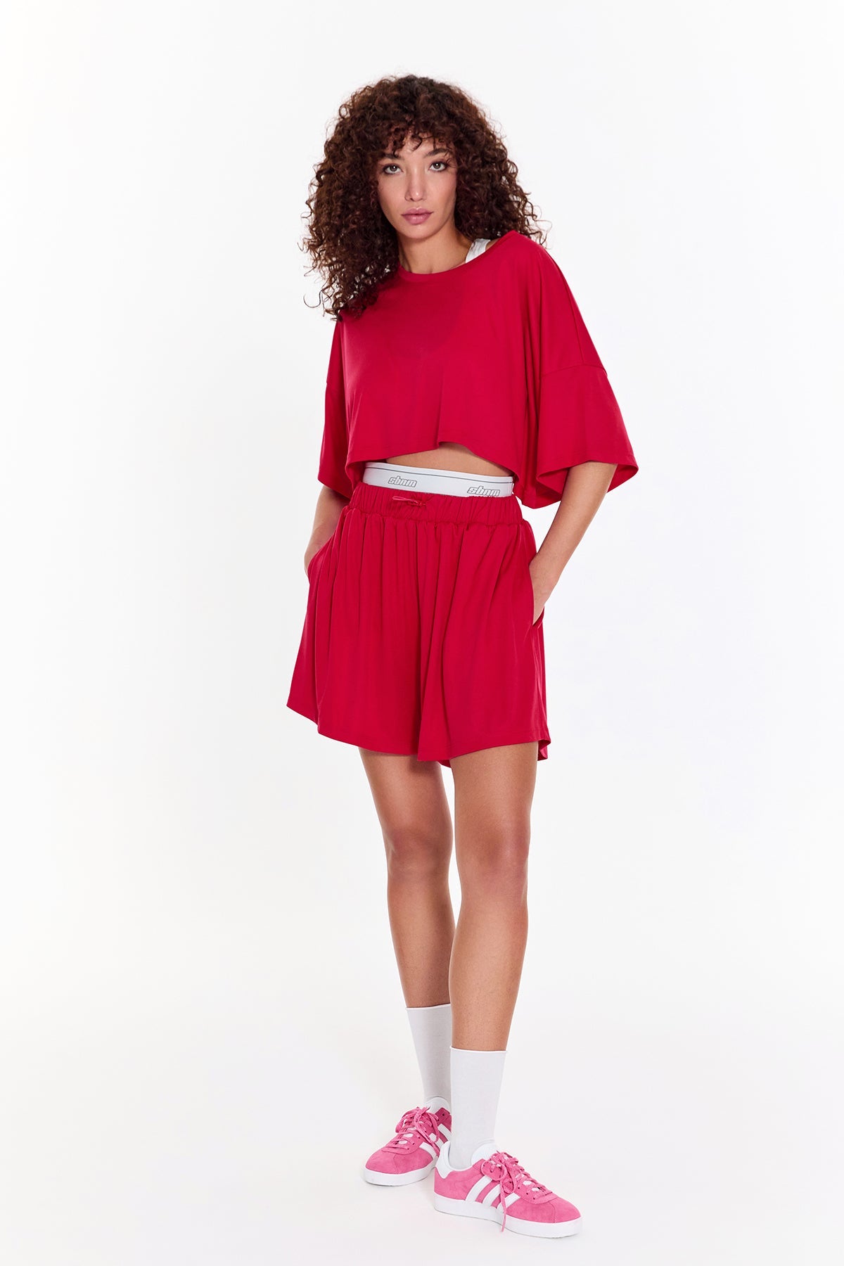 SBNM-Pull On Yoga Tee In Pink-T-Shirts-6-milagron.live