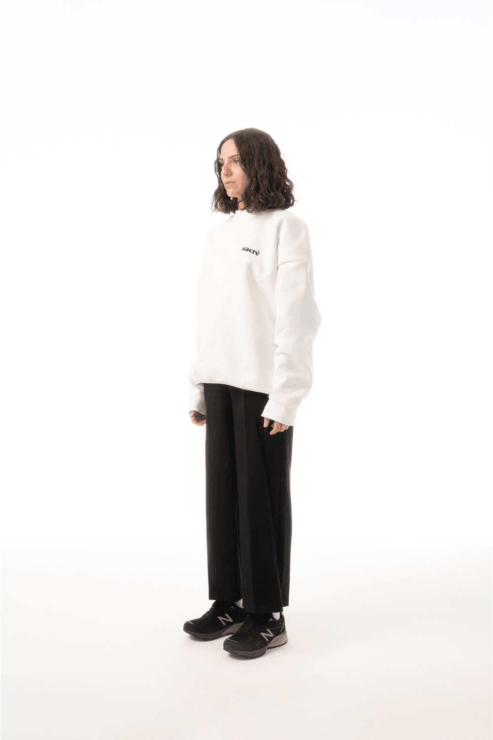 Sacré-Solid White Sweatshirt-Sweatshirts & Hoodies-3-milagron.live