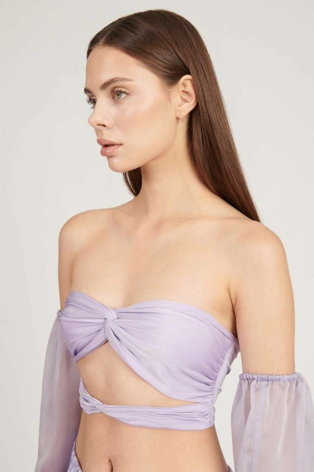 Saléa-Gilded Top With Chiffen Sleeves And Draped Details-Top-3-milagron.live