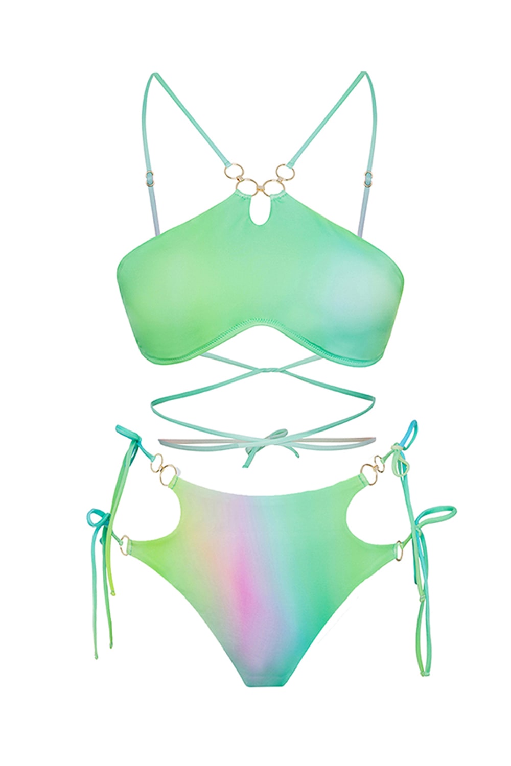 Sellie-Eclipse Halter-Neck Strap Multicolor Bikini Üstü-Bikini & Mayo-2-milagron.live