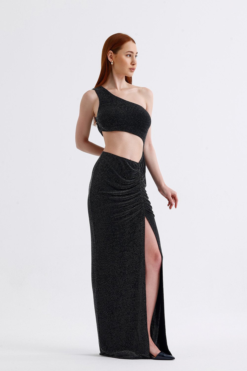 Sellie-Gloria Si̇yah Simli Maxi Elbise-Elbise-2-milagron.live