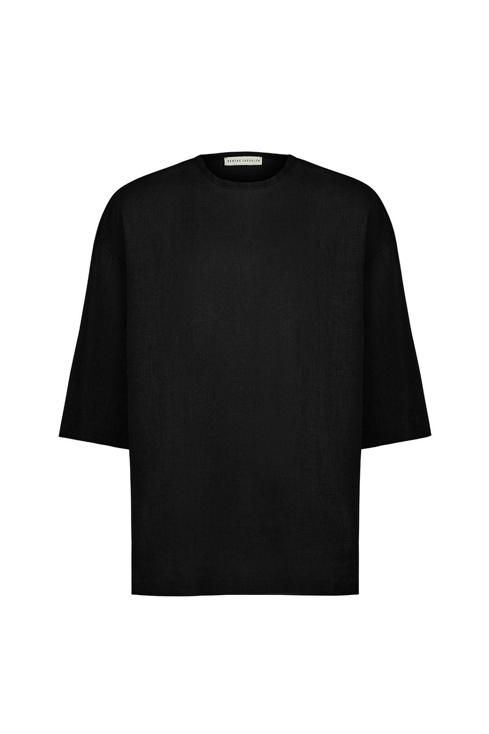 Sertaç Taşdelen-Siyah %100 Pamuk Yuvarlak Yaka Oversized Erkek T-shirt Model T 04-T-Shirts-3-milagron.live