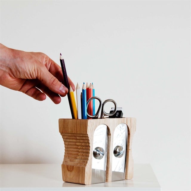 Suck Uk Sharpener Desk Tidy Kalemtraş Şeklinde Ahşap Kalemlik - 2'Li