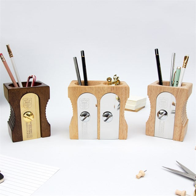 Suck Uk Sharpener Desk Tidy Kalemtraş Şeklinde Ahşap Kalemlik - 2'Li