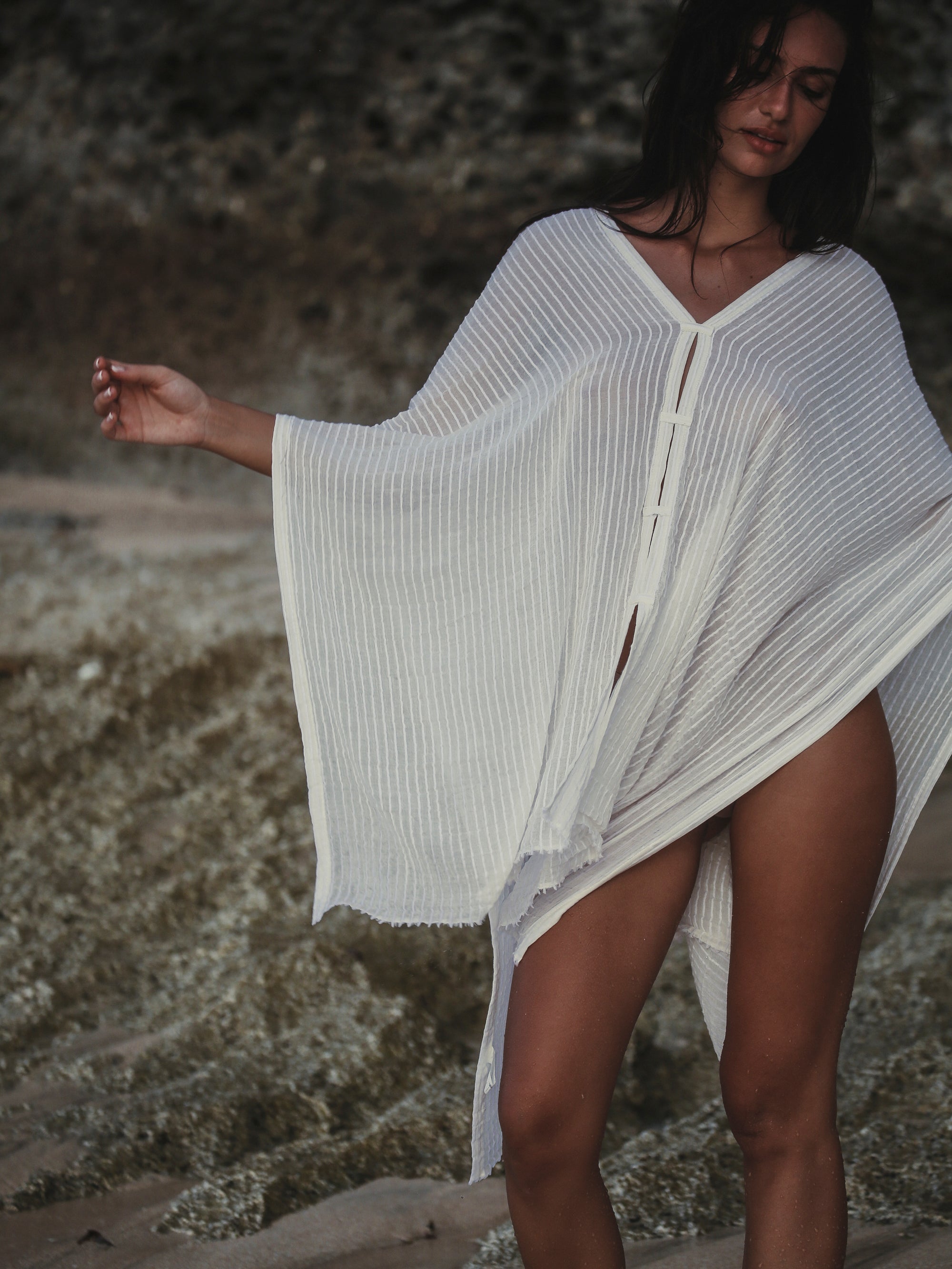 The Handloom-Ava Kimono White Stripes-Kimono-9-milagron.live