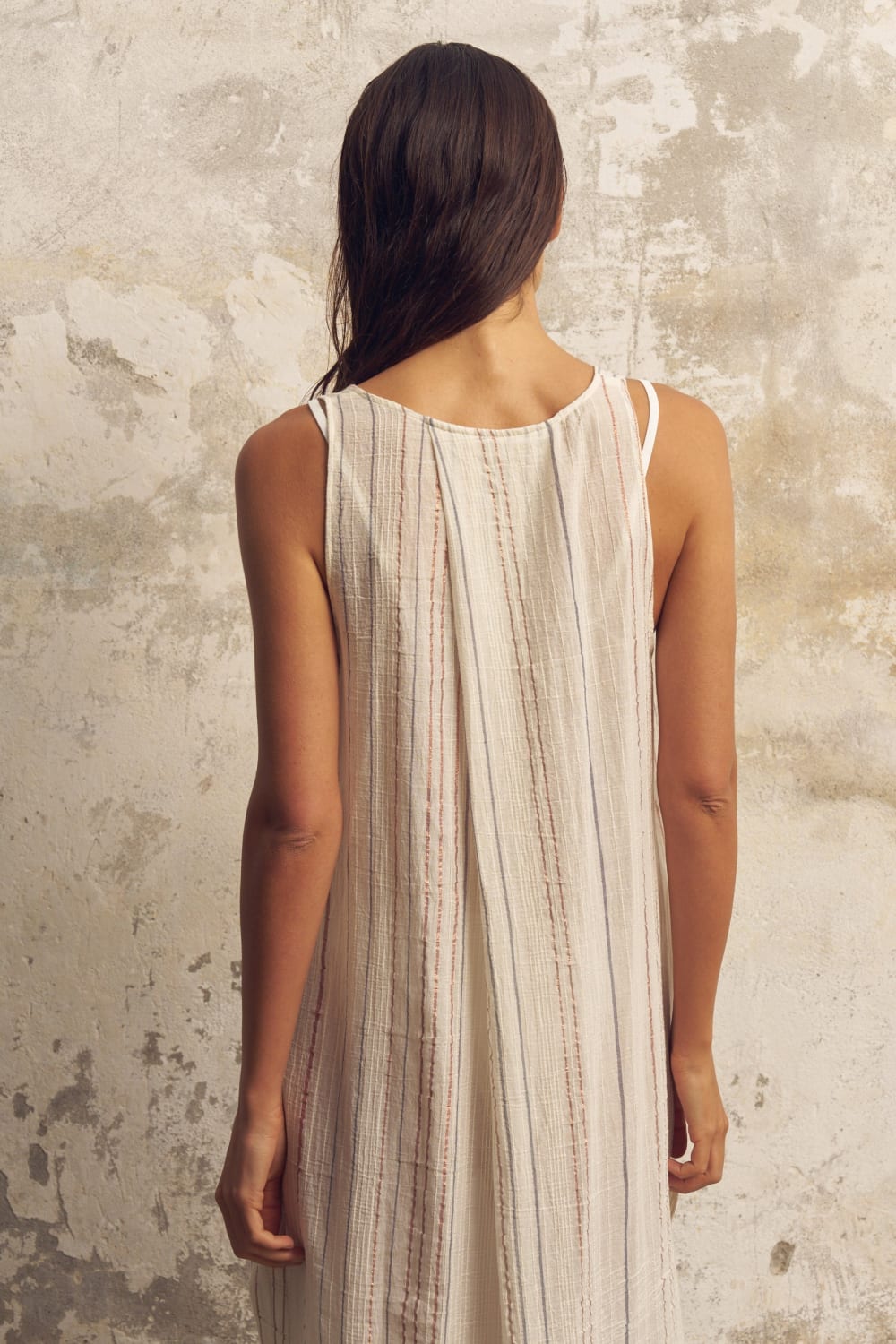 The Handloom-Day Break Dress Natural With Stripes-Elbise-6-milagron.live