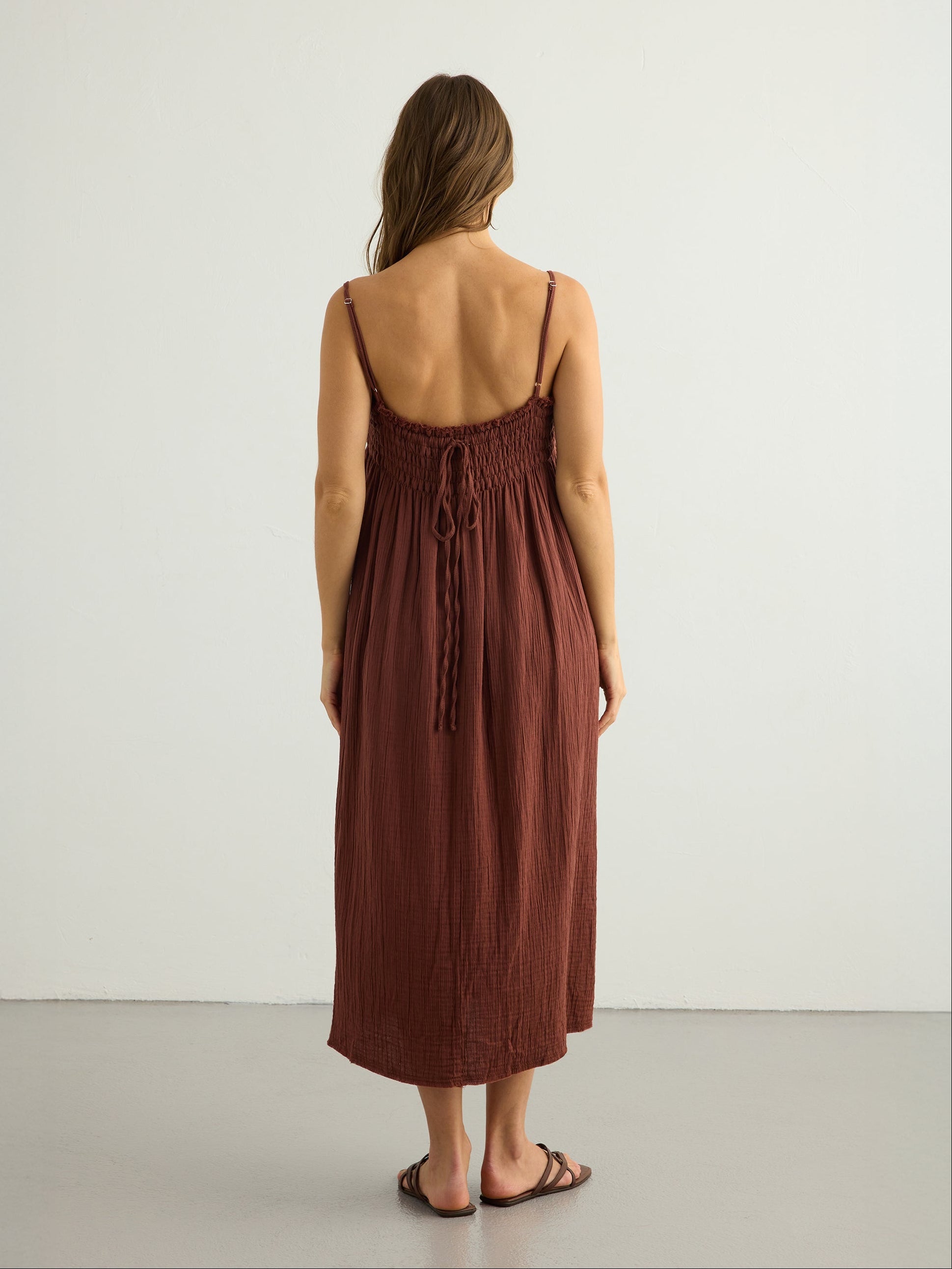 Kaya Smocked Maxi Dress - Terracotta