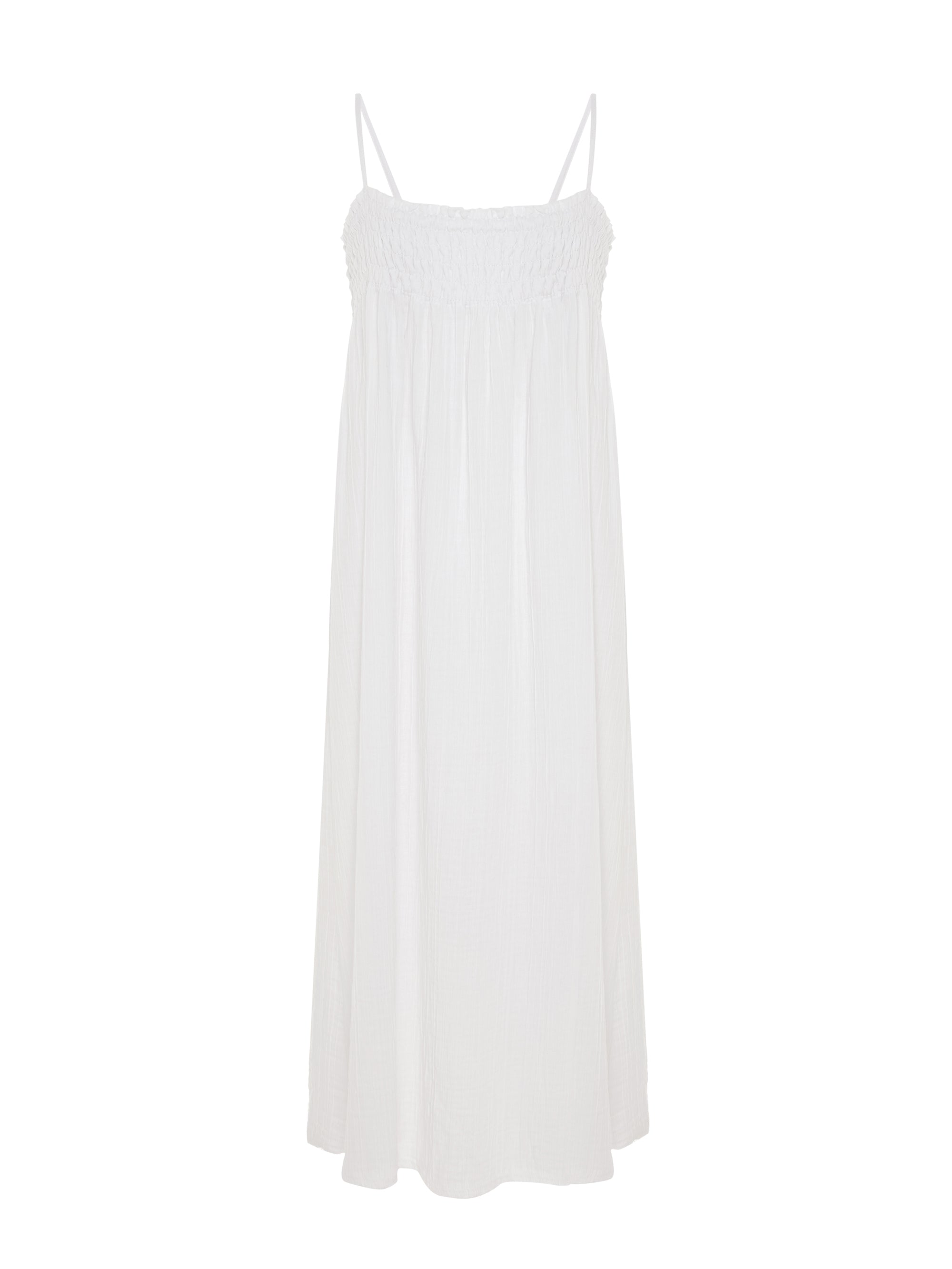 Kaya Smocked Maxi Dress - White