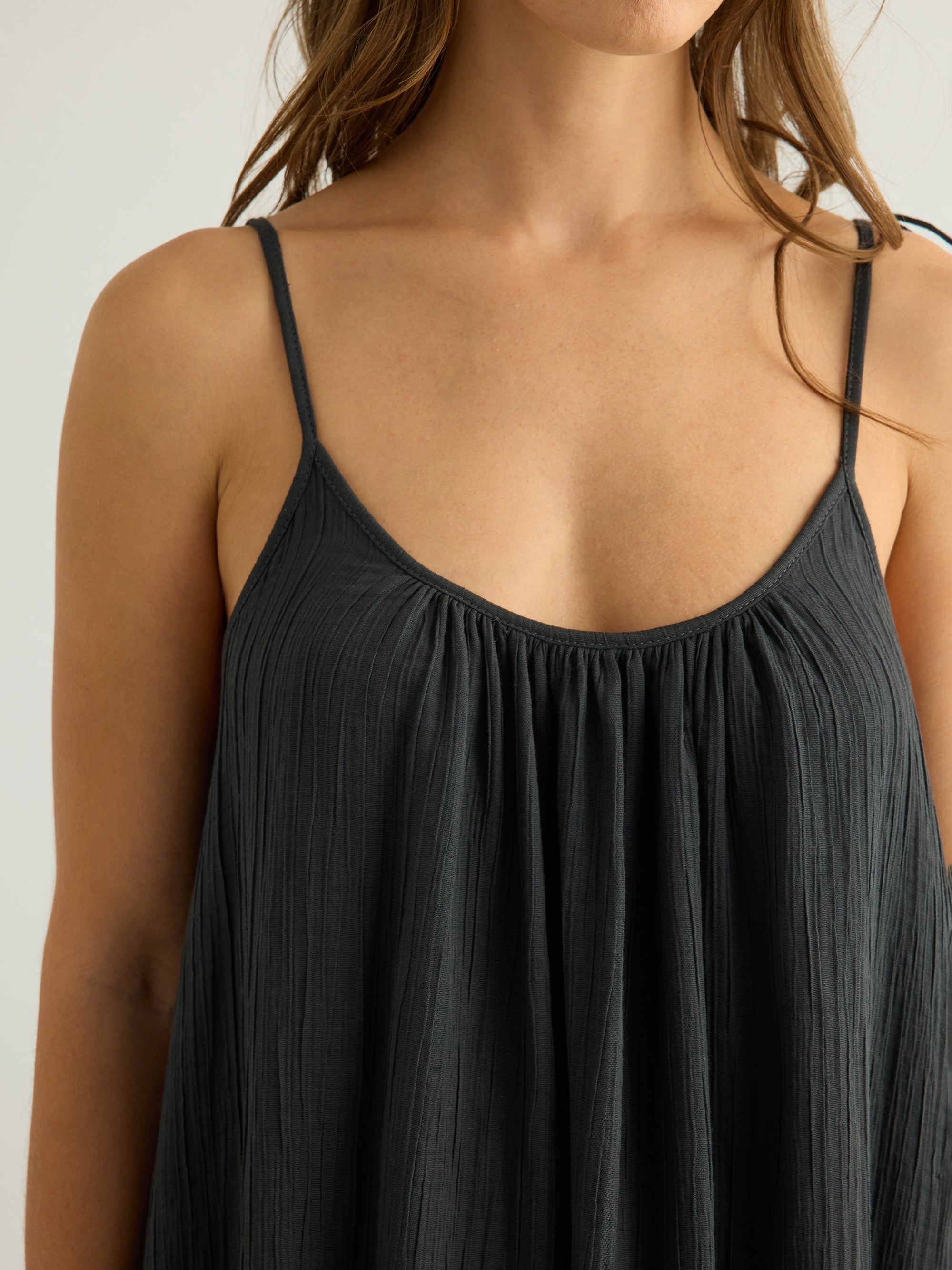 Kaya Tie Strap Maxi Dress - Charcoal