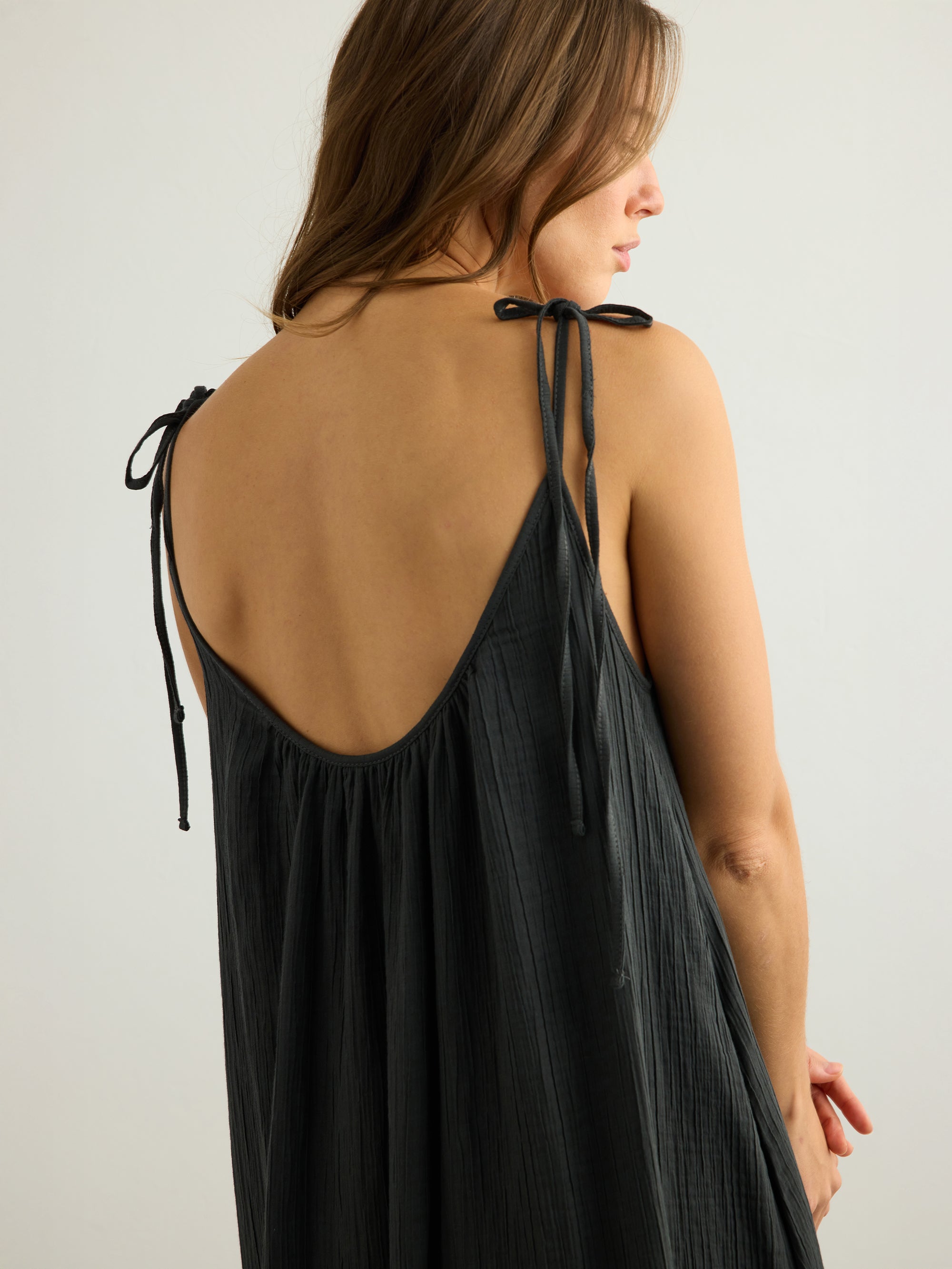 Kaya Tie Strap Maxi Dress - Charcoal