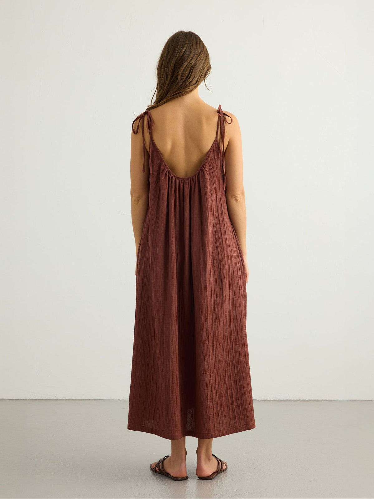 Kaya Tie Strap Maxi Dress - Terracotta