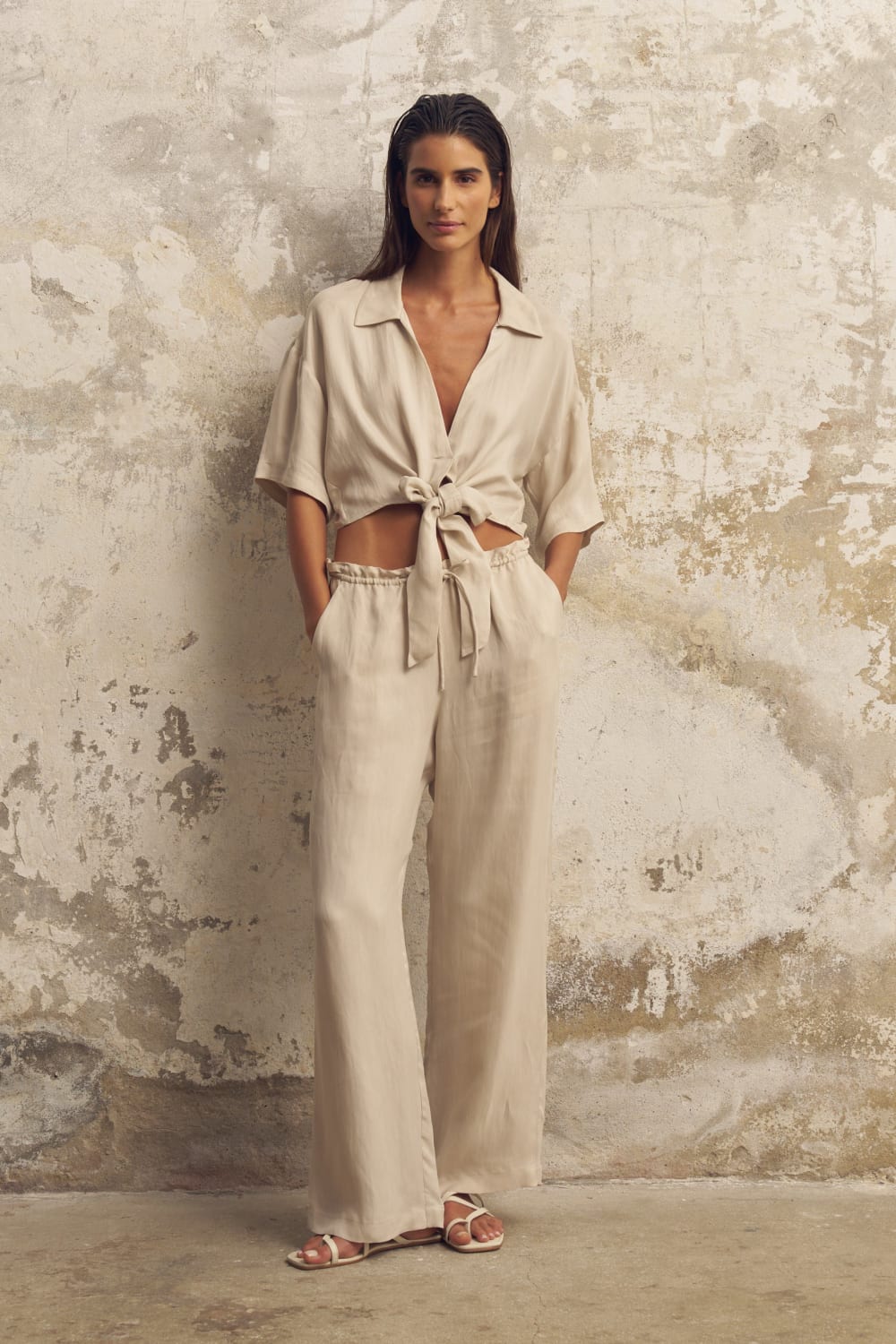 The Handloom-Lucid Flow Tie Pants Sand-Pantolon-5-milagron.live