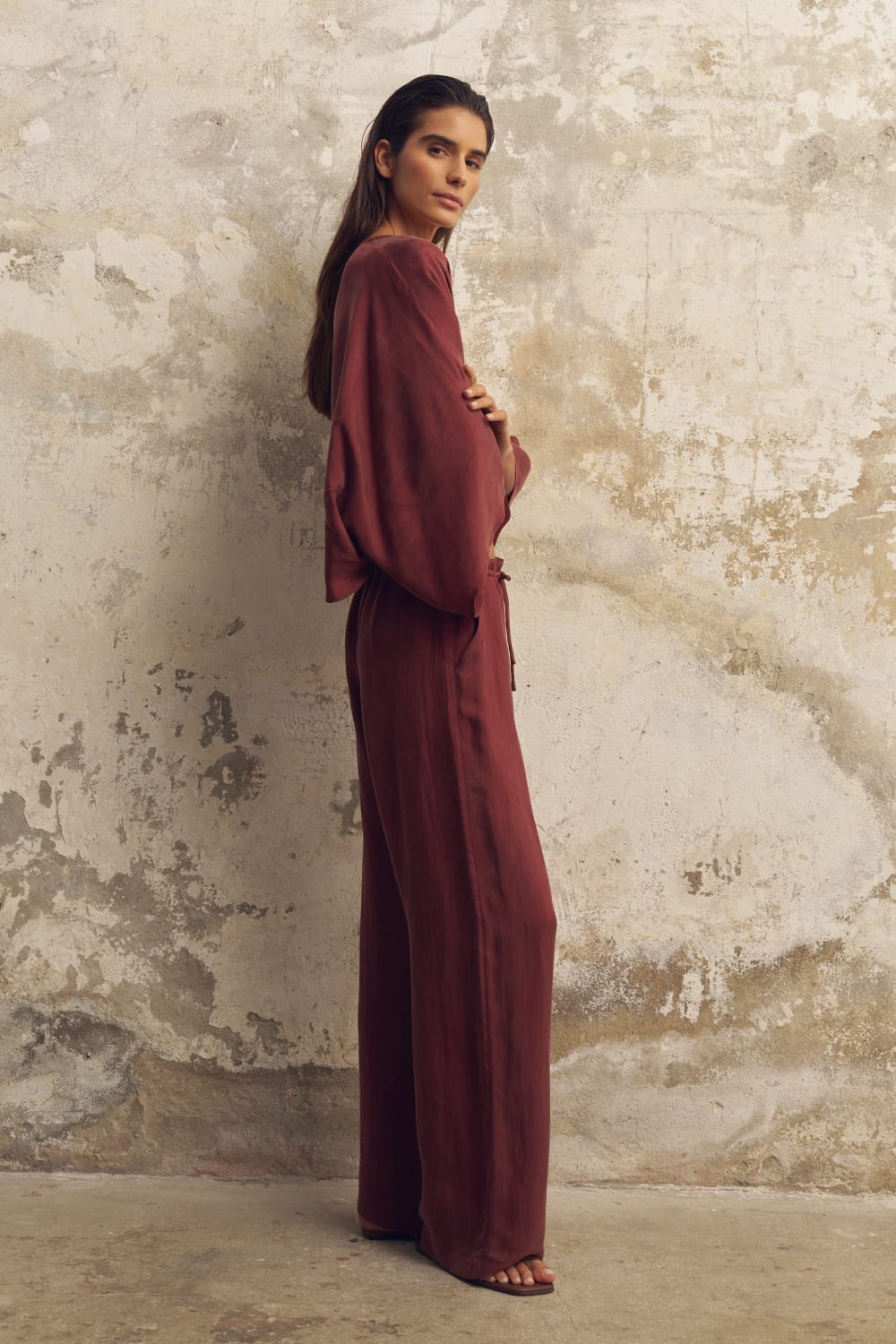 The Handloom-Lucid Knot Top Burgundy-Gömlek-3-milagron.live