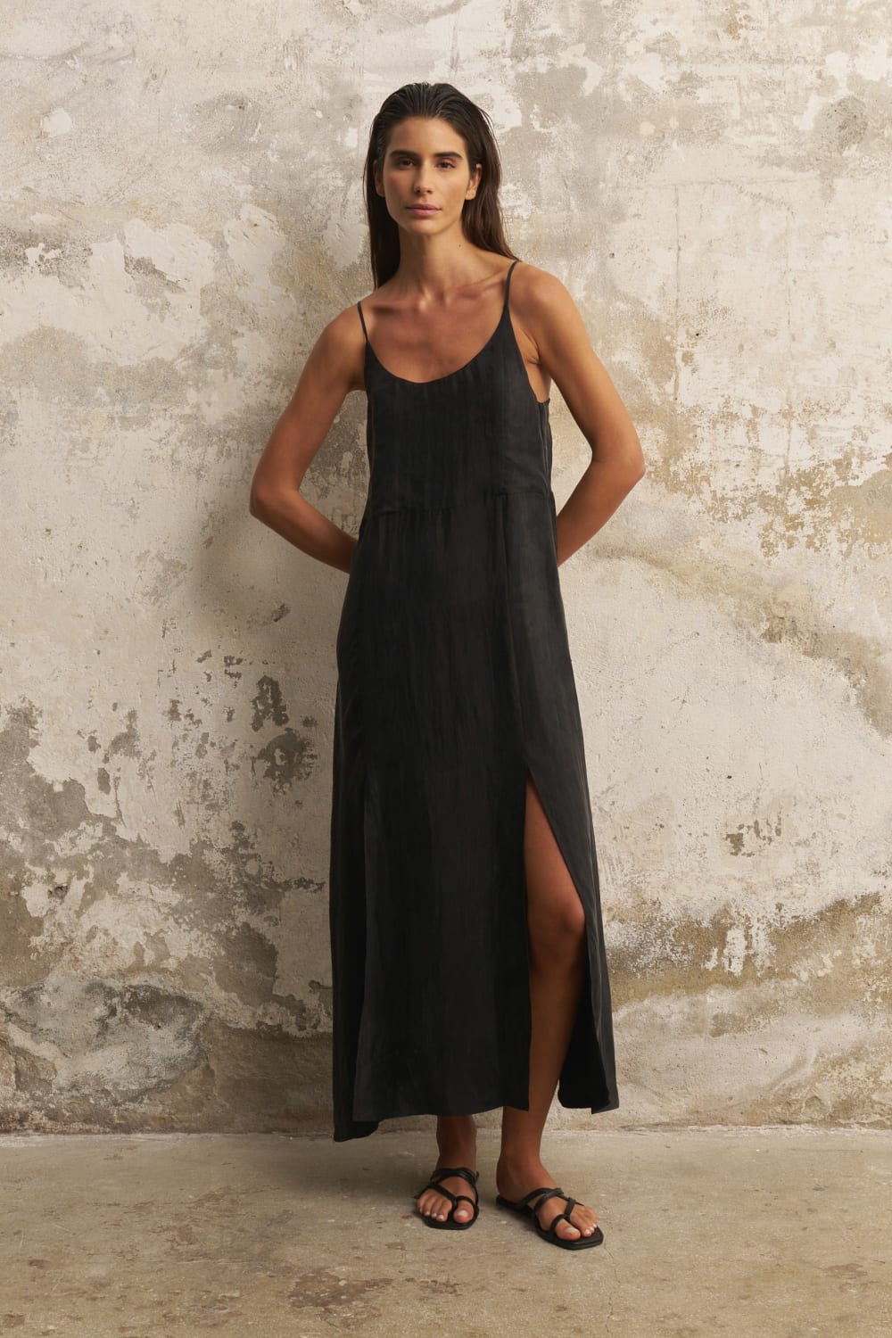 The Handloom-Lucid Midnight Maxi Dress Black-Elbise-1-milagron.live