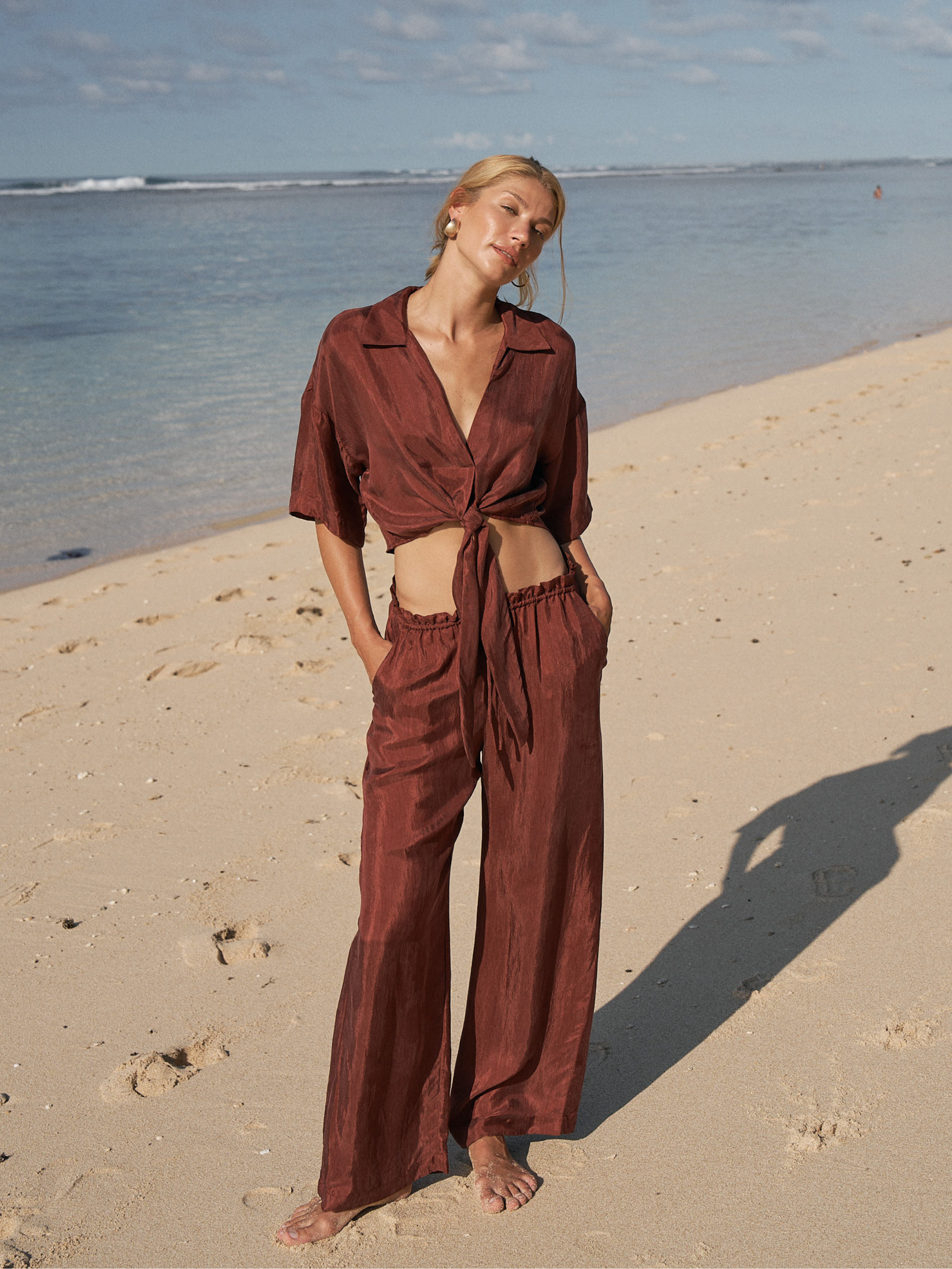 The Handloom-Lucid Tie Shirt Burgundy-Top-2-milagron.live