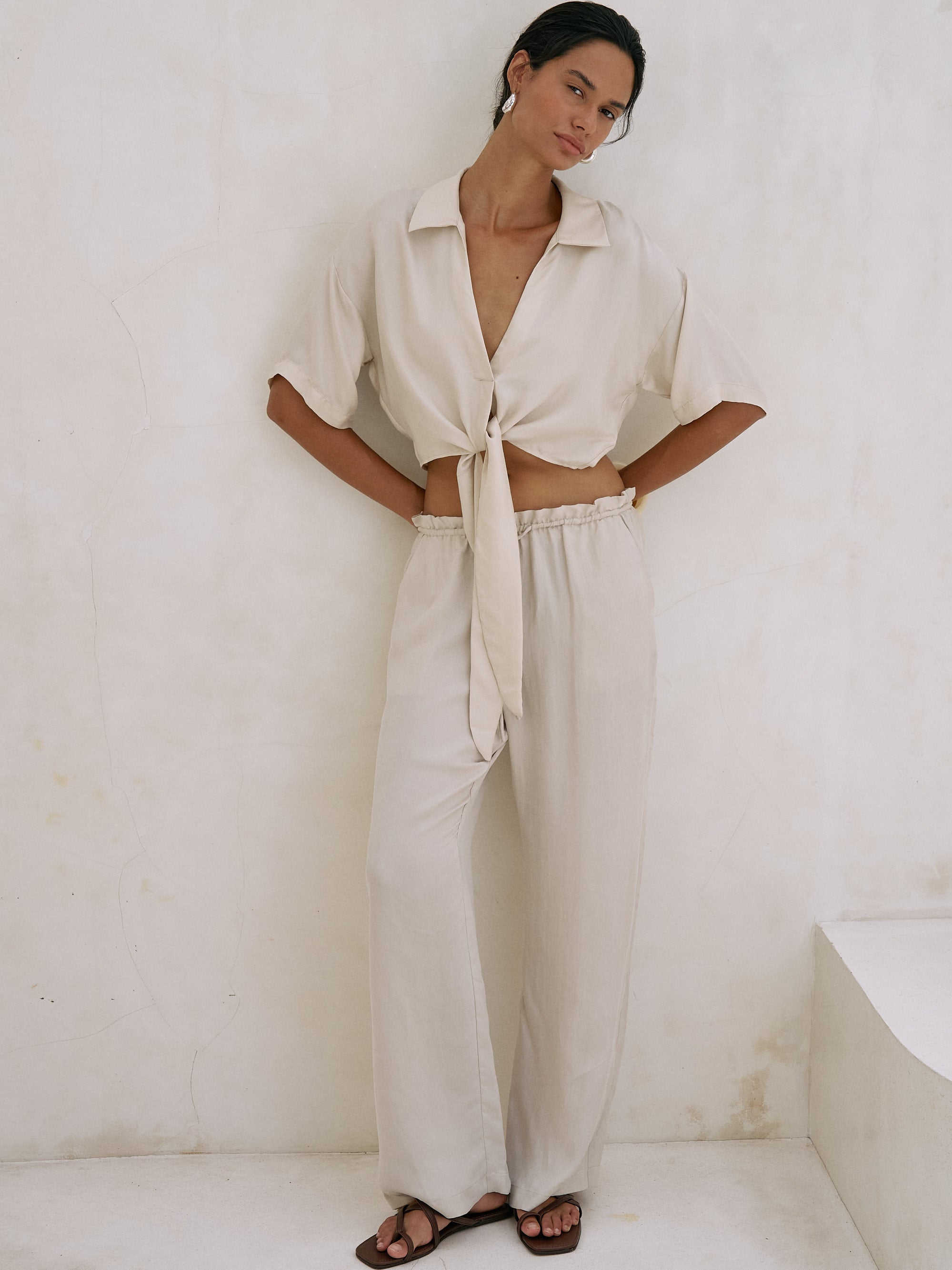 The Handloom-Lucid Tie Shirt Sand-Gömlek-2-milagron.live