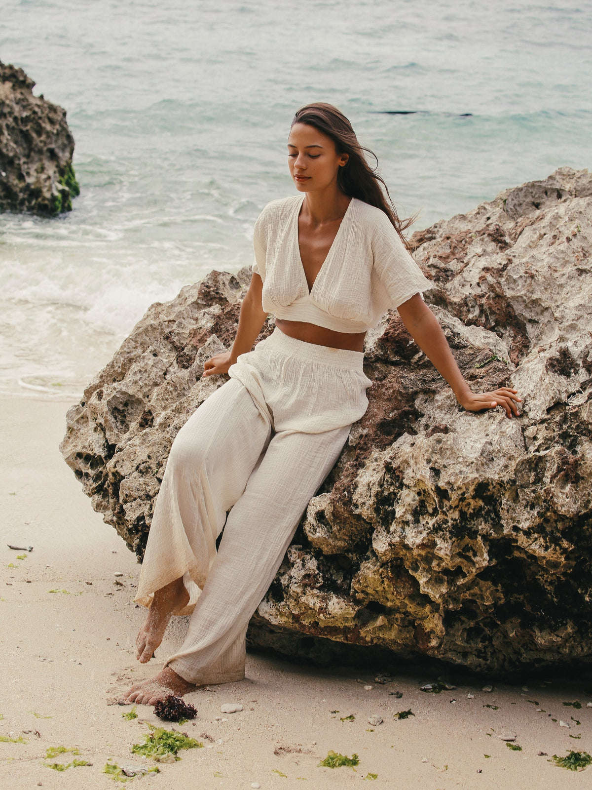 Mare Top - Natural With Gold Stripes