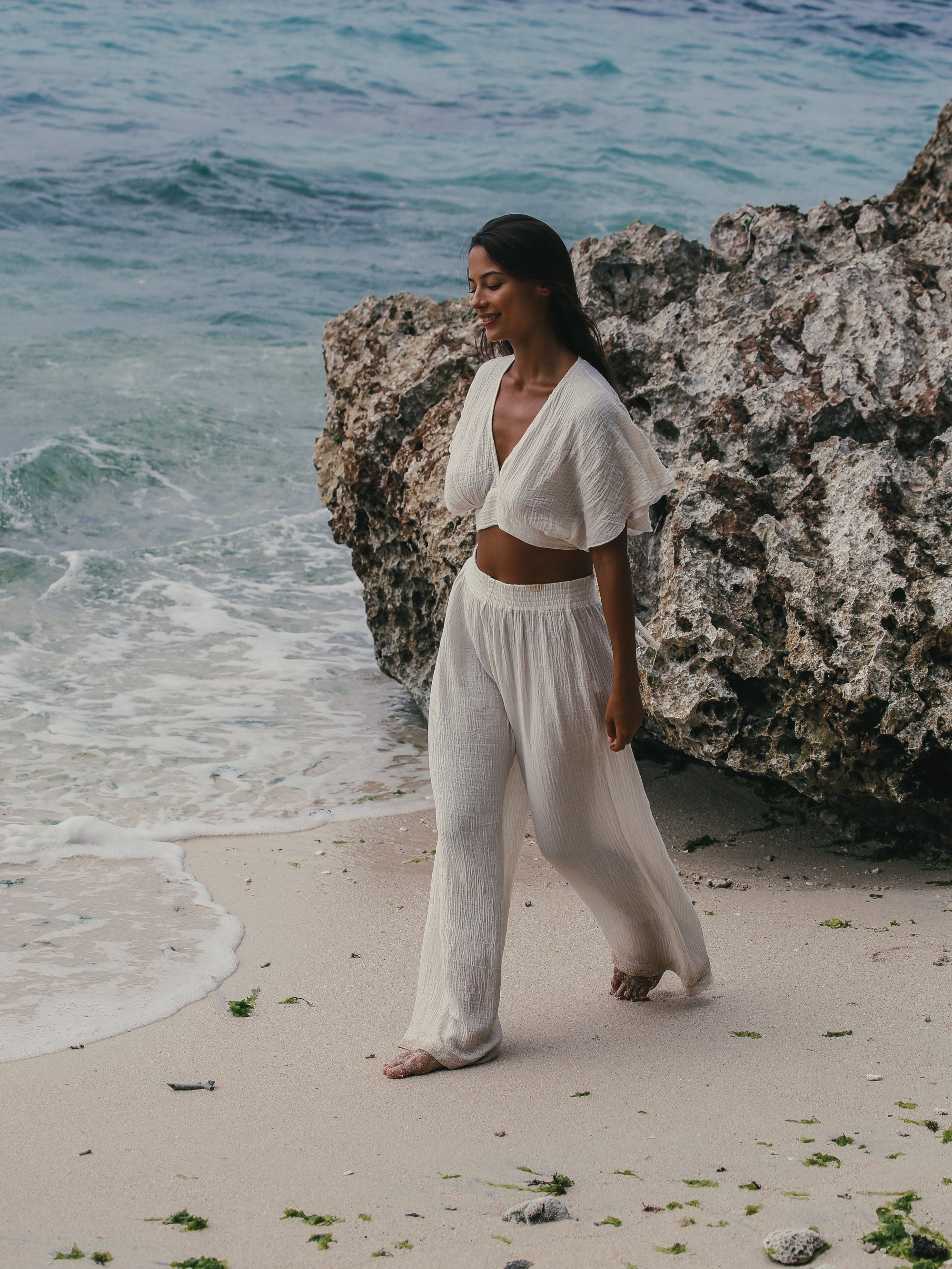 Mare Top - Natural With Gold Stripes