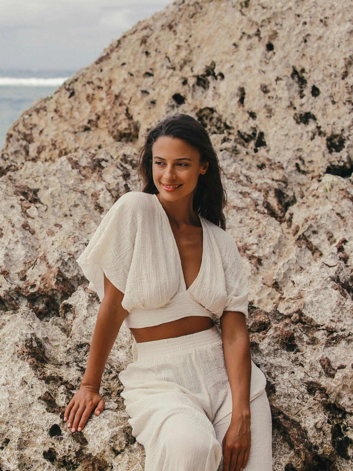 Mare Top - Natural With Gold Stripes