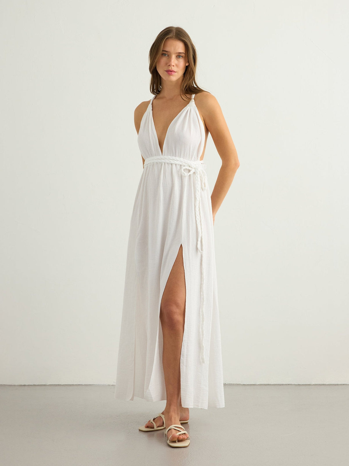 Muse Braided Straps Dress - White