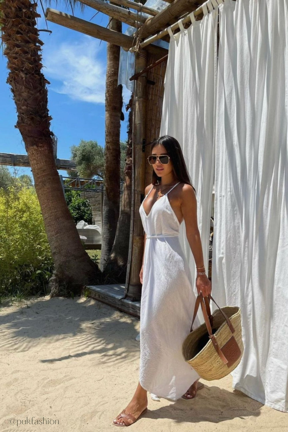 The Handloom-Sage Maxi Dress White-Elbise-1-milagron.live