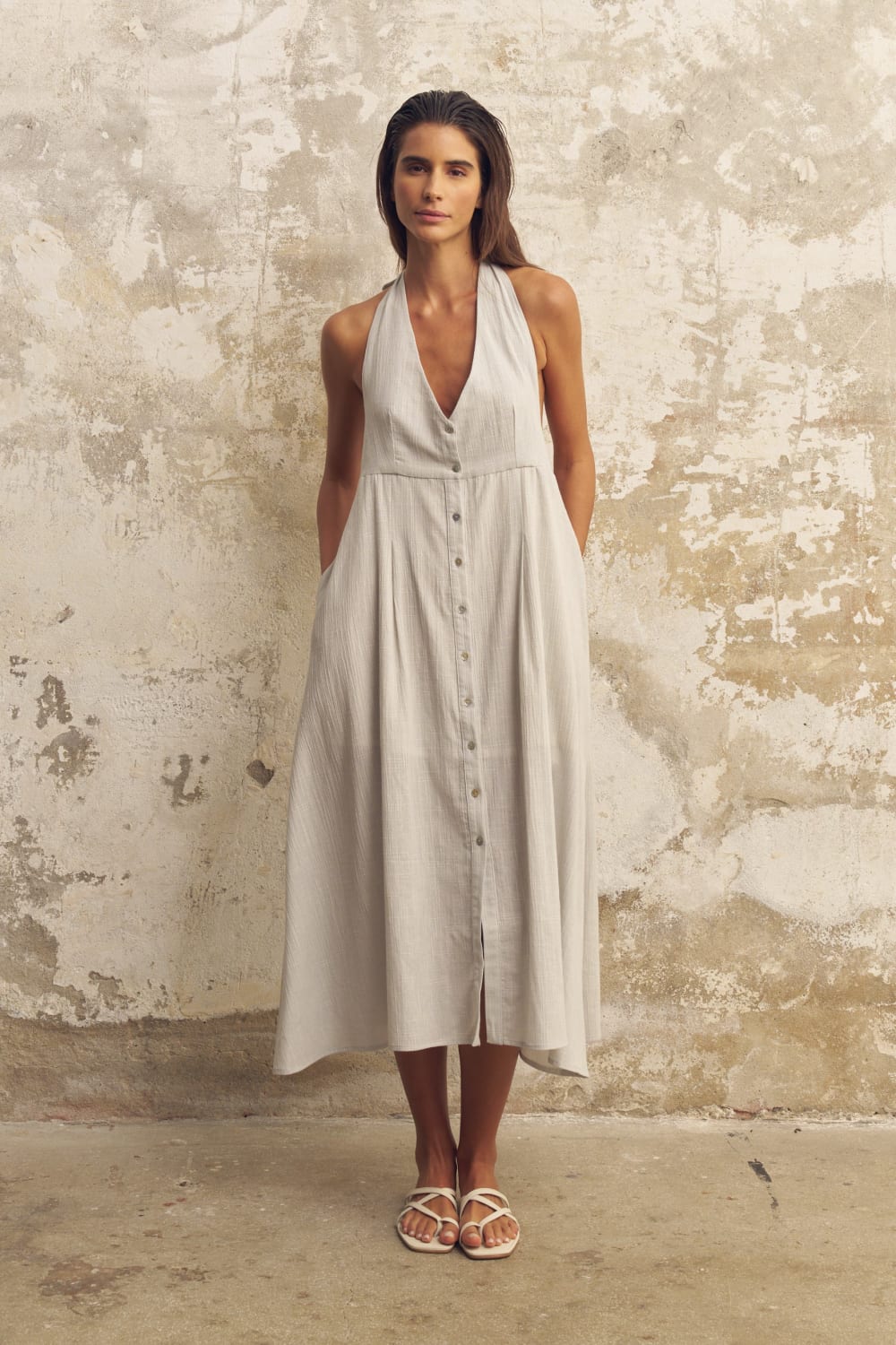 The Handloom-Sahara Sun Maxi Dress Baby Blue-Elbise-2-milagron.live
